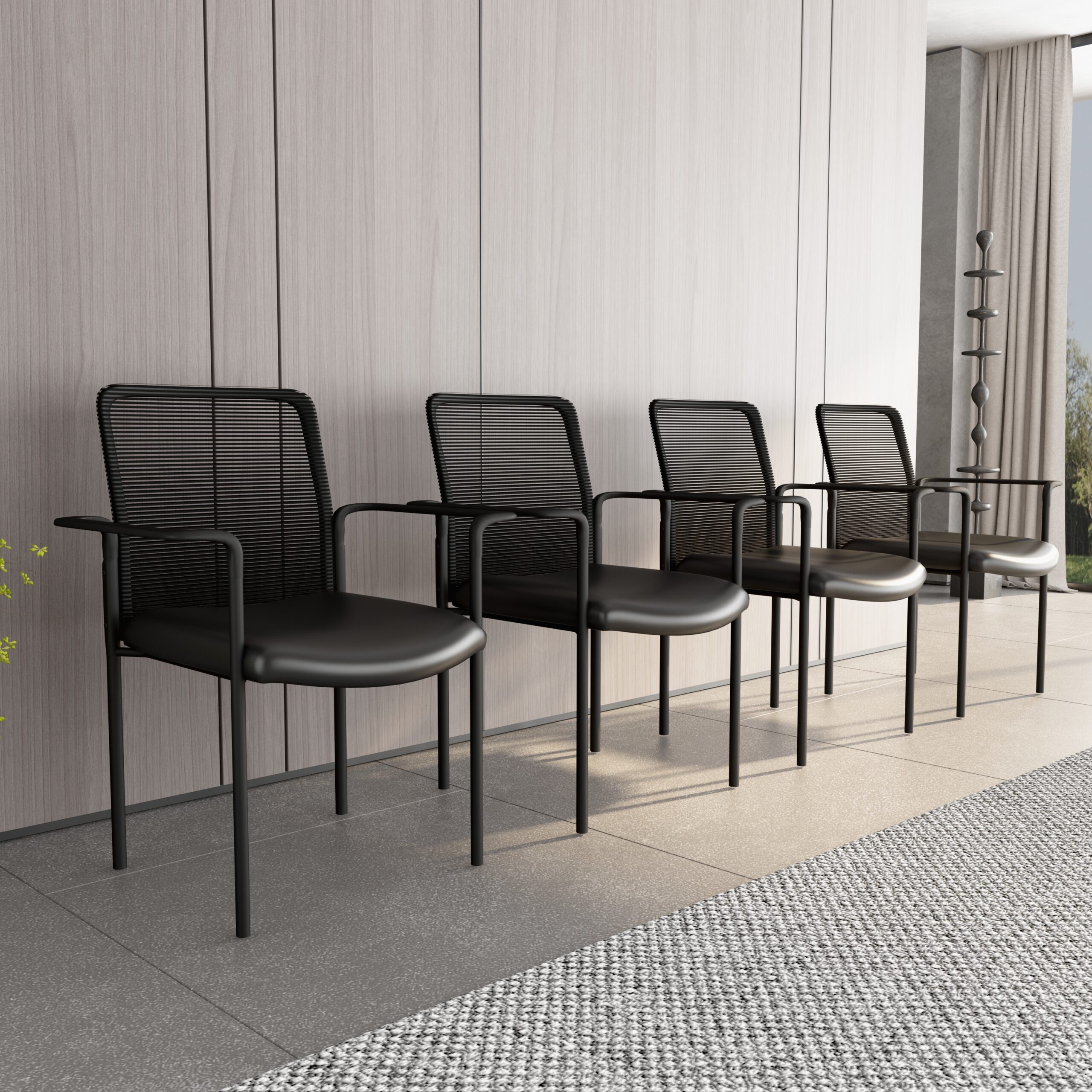 Boss Stackable Mesh Back/Caressoft Vinyl Seat Guest Chair, Black - Image 9