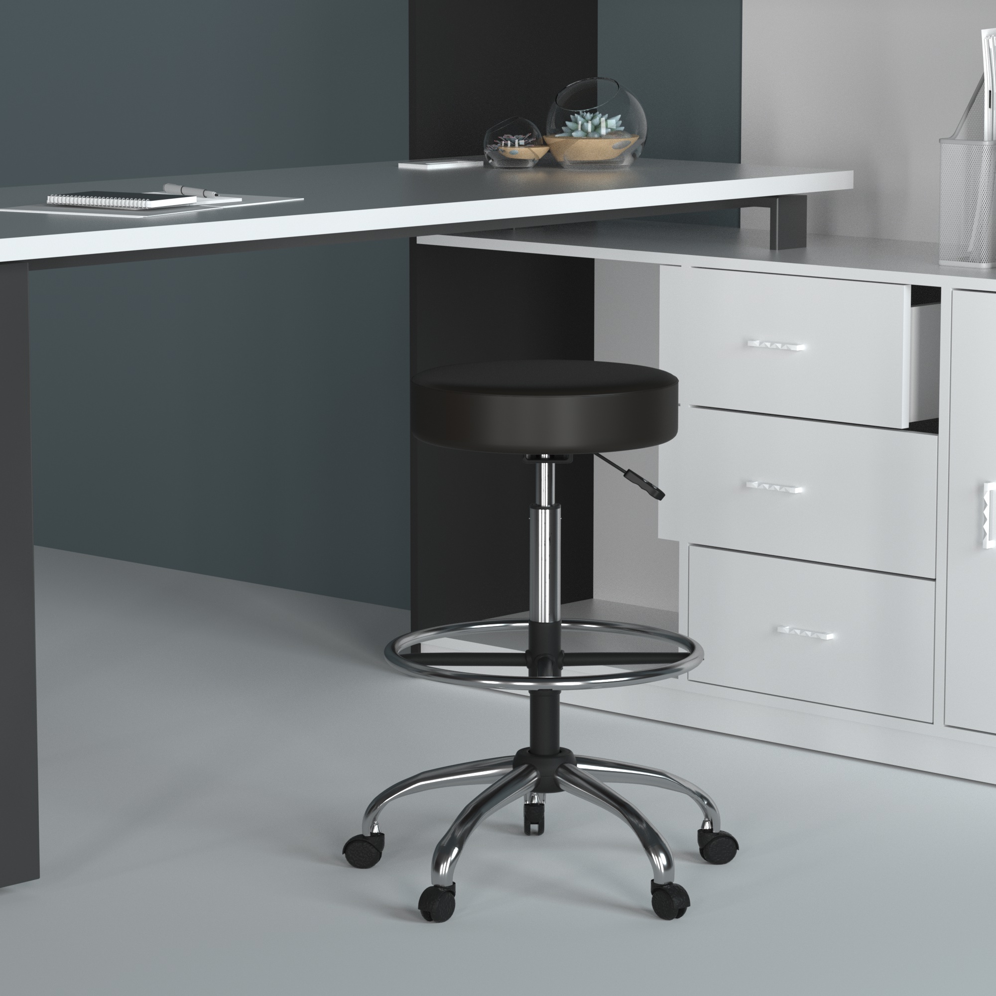 Boss Office AM Vinyl Medical/Drafting Stool, Black - Image 4