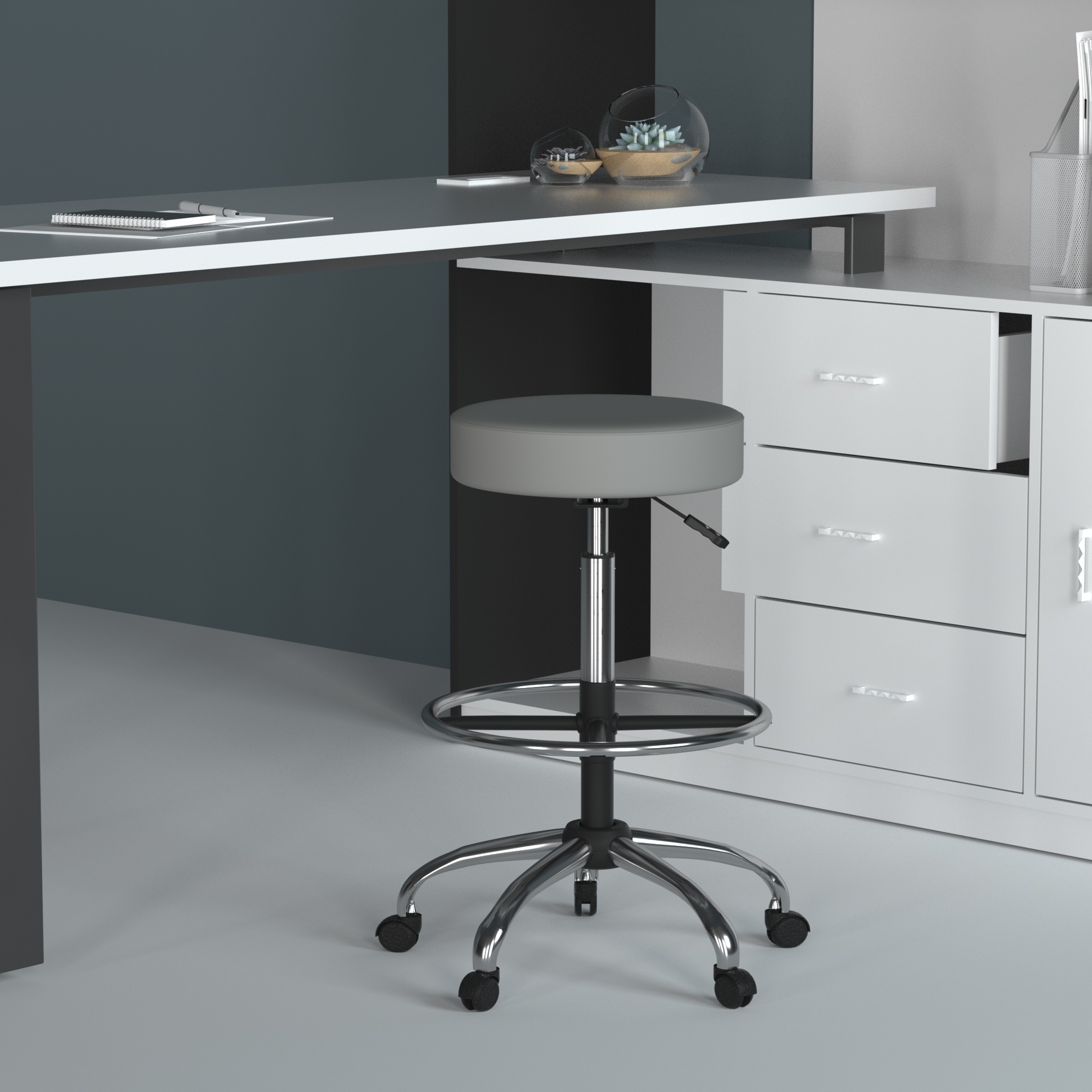 Boss Office AM Vinyl Medical/Drafting Stool, Grey - Image 4