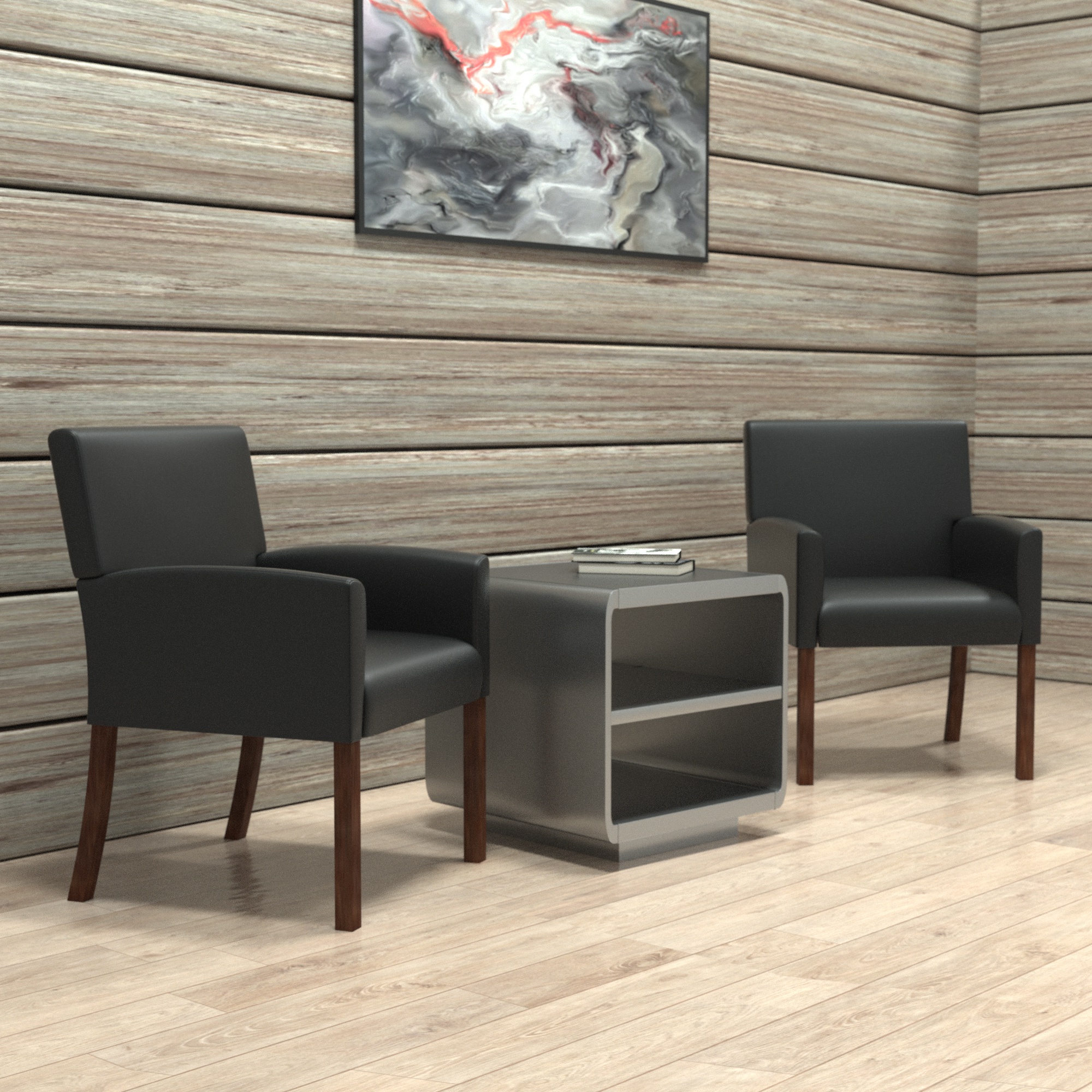 Boss Box Arm guest, accent or dining chair W/Mahogany Finish - Image 7