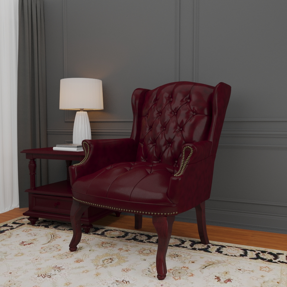 Boss Wingback Traditional Guest Chair In Burgundy - Image 9