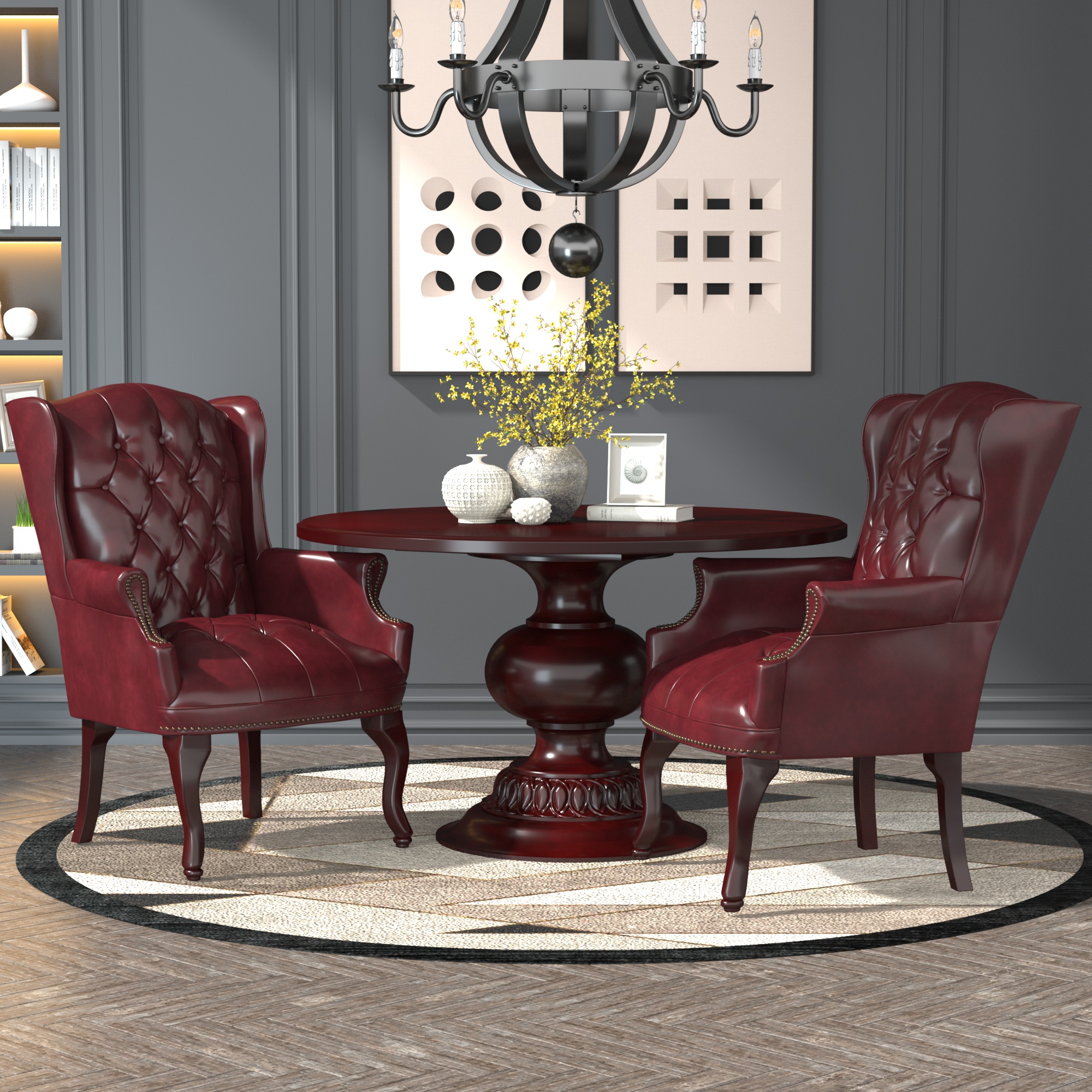 Boss Wingback Traditional Guest Chair In Burgundy - Image 8