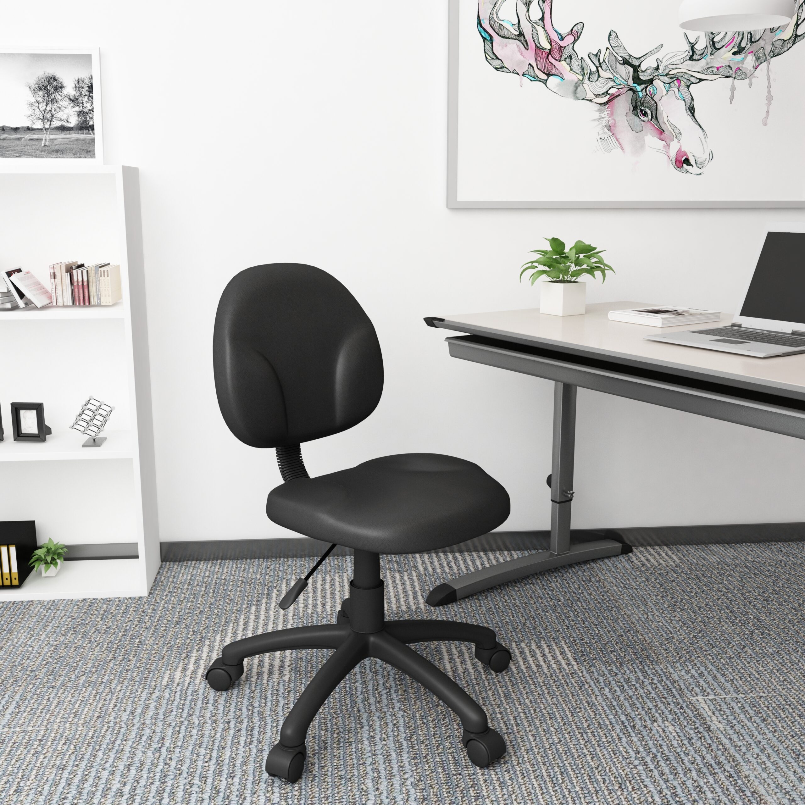 Boss Diamond Task Chair In Black Antimicrobial Vinyl - Image 3