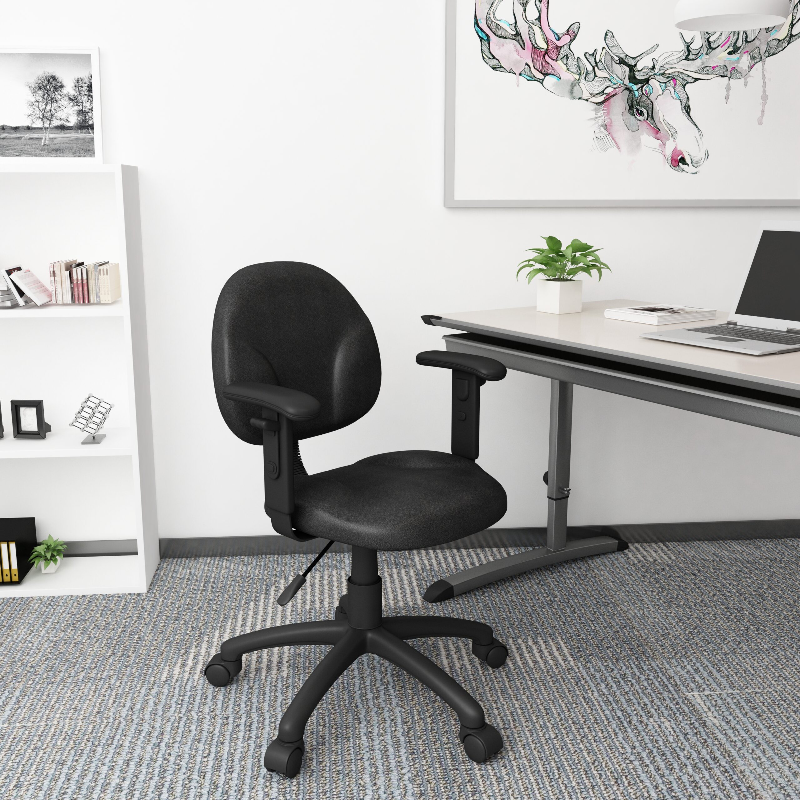 Boss Diamond Task Chair In Black W/ Adjustable Arms - Image 3