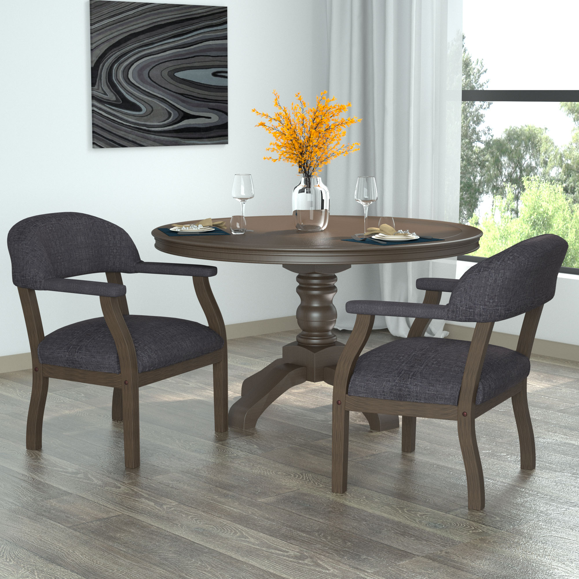 Boss Modern Captain's guest, accent or dining chair in Slate Grade Commercial Grade Linen - Image 8