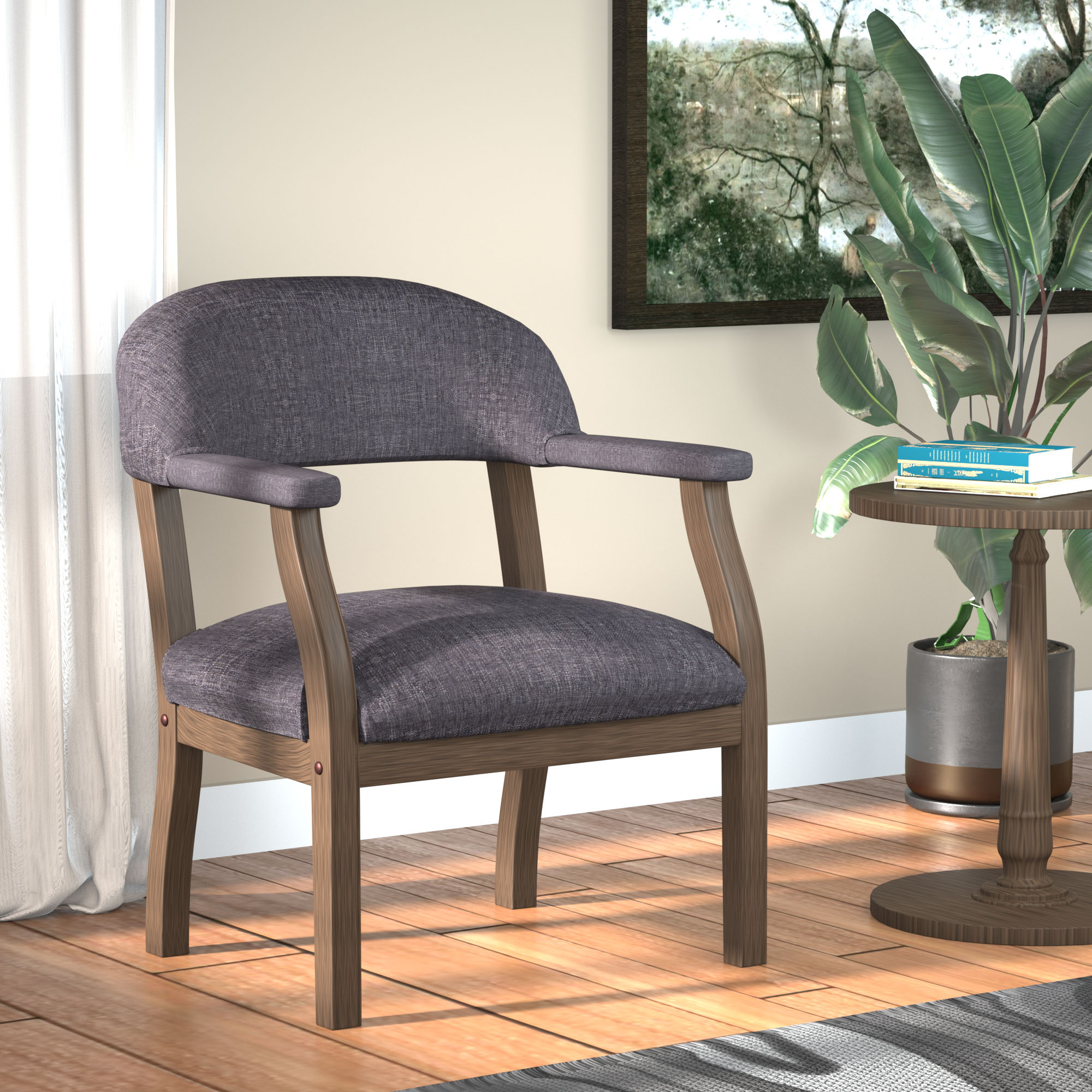 Boss Modern Captain's guest, accent or dining chair in Slate Grade Commercial Grade Linen - Image 9