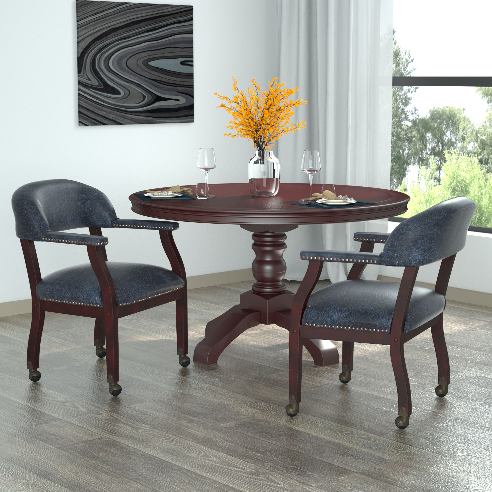 Boss Captain's guest, accent or dining chair in Blue Vinyl W/ Casters - Image 8