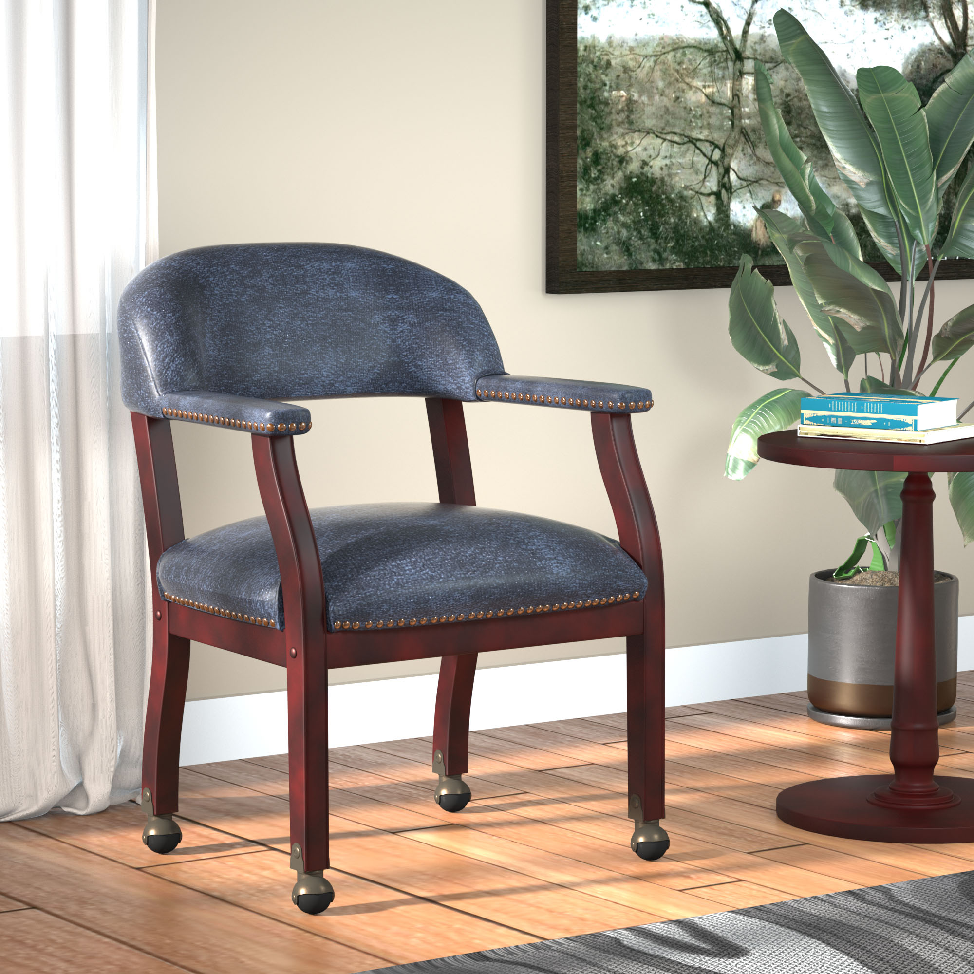 Boss Captain's guest, accent or dining chair in Blue Vinyl W/ Casters - Image 9