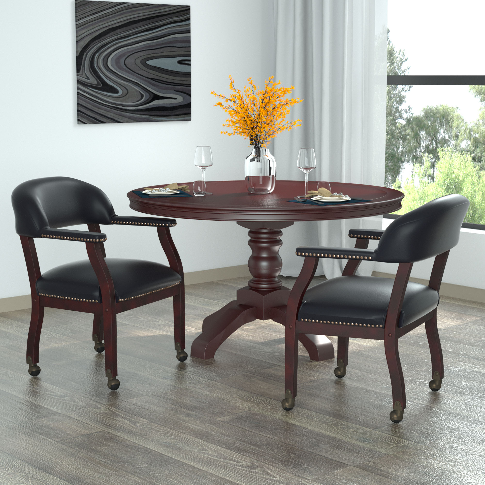 Boss Captain's guest, accent or dining chair in Black Caressoft Vinyl W/ Casters - Image 9