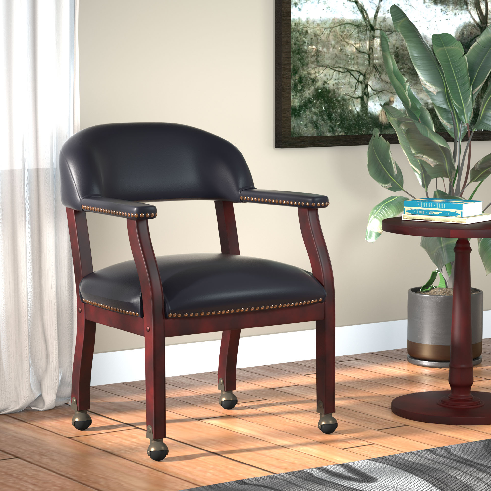 Boss Captain's guest, accent or dining chair in Black Caressoft Vinyl W/ Casters - Image 10