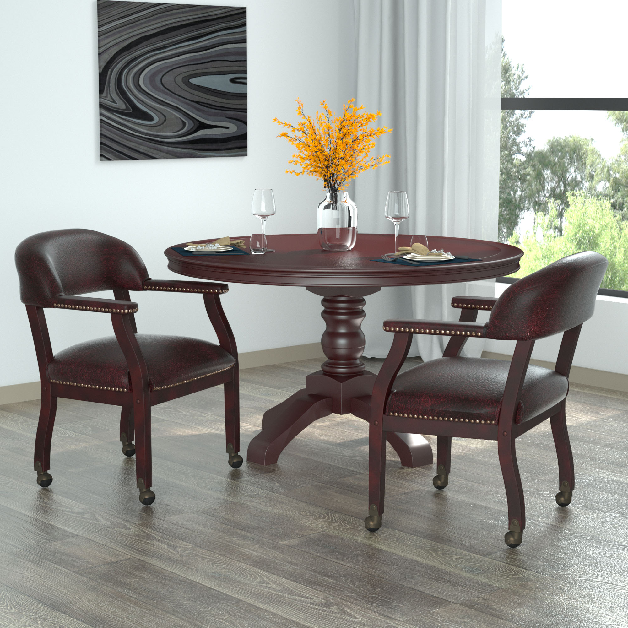 Boss Captain's guest, accent or dining chair in Burgundy Vinyl W/ Casters - Image 8
