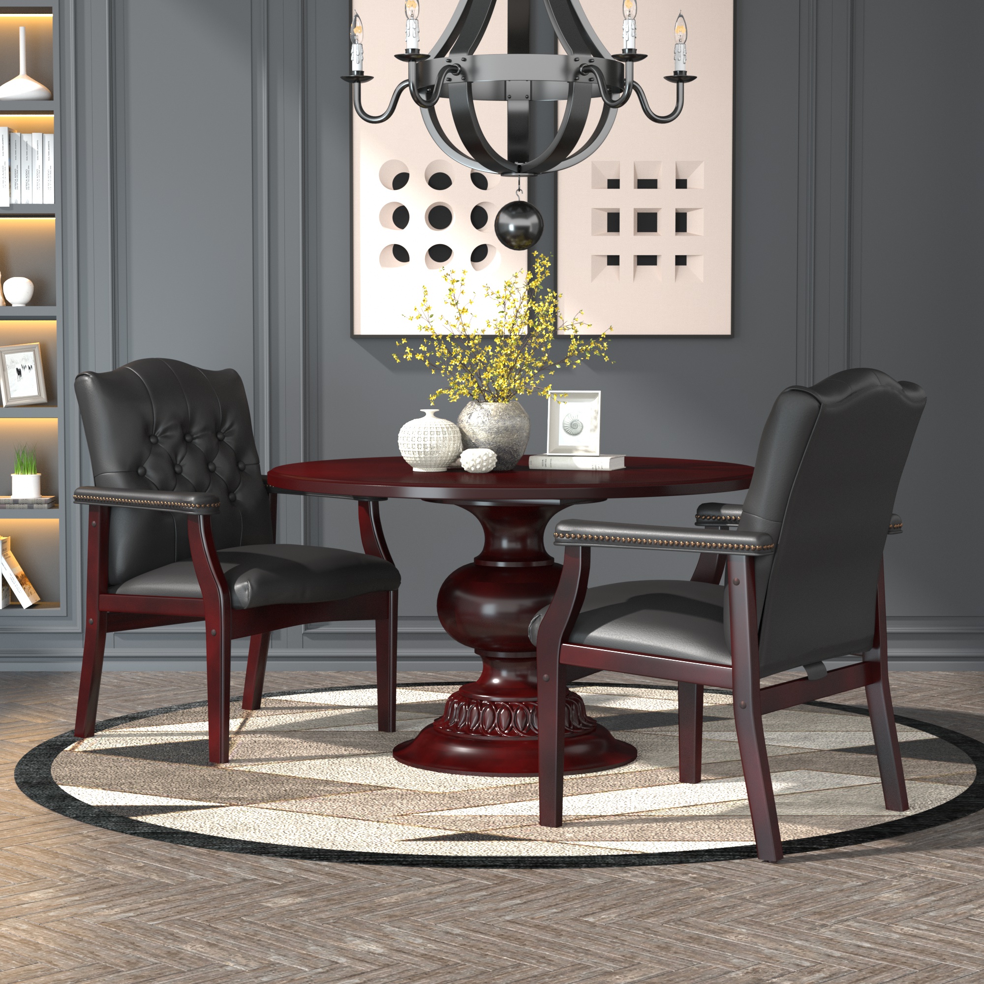 Boss Traditional Black Caressoft Vinyl guest, accent or dining chair W/ Mahogany Finish - Image 9