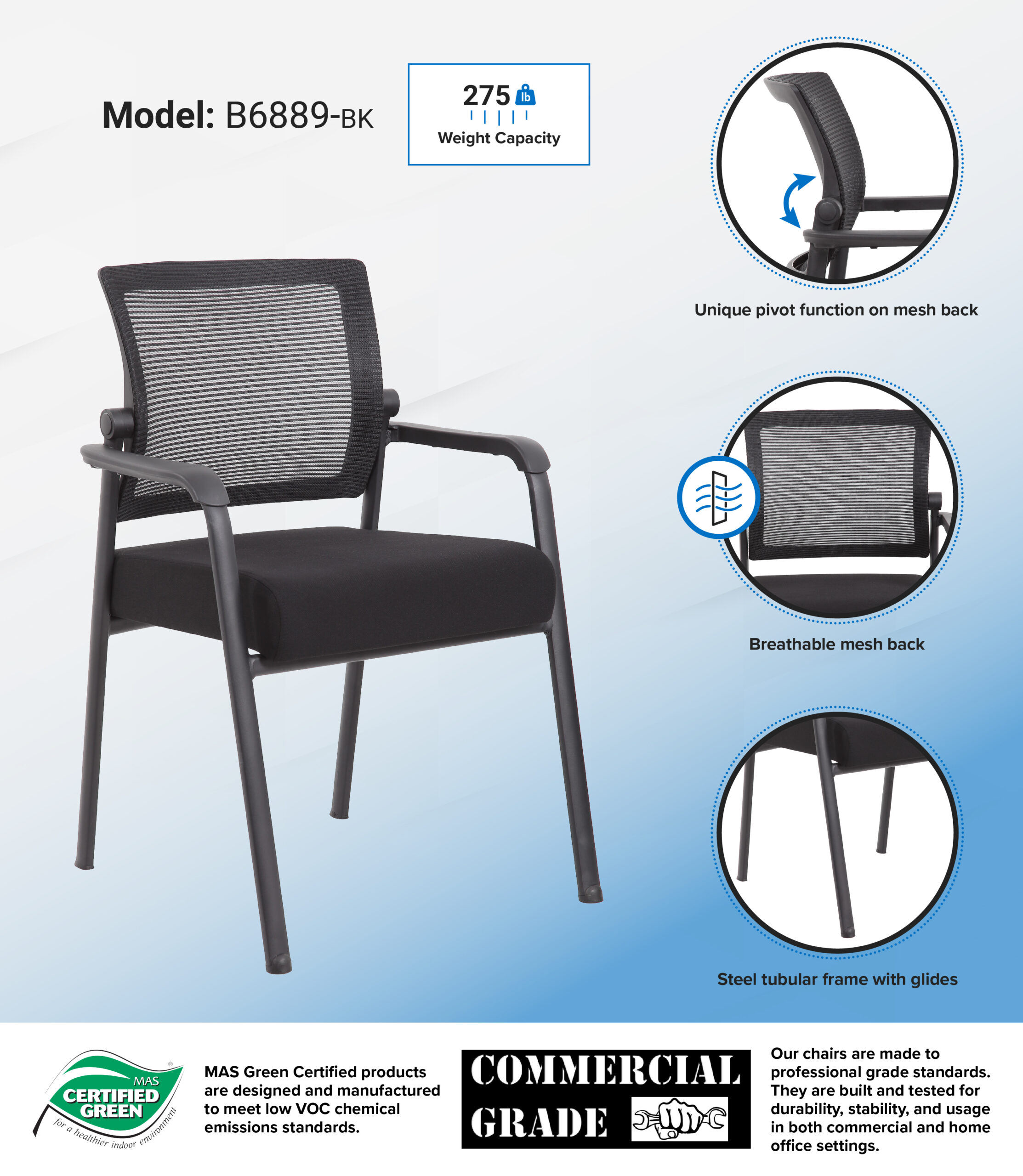 Boss Mesh 4-Legged Guest Chair - Image 10