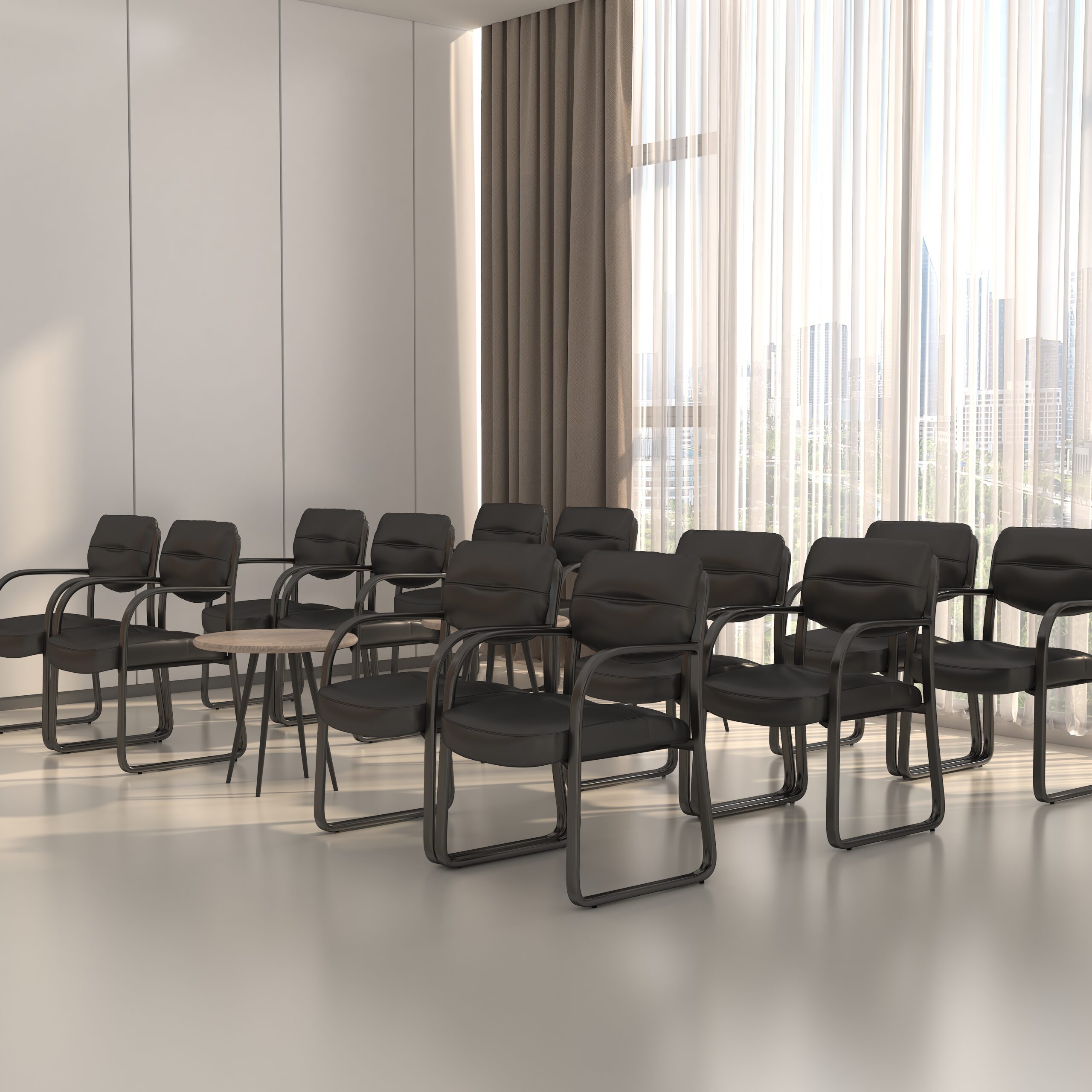 Boss Leather Sled Base Side Chair W/ Arms - Image 6
