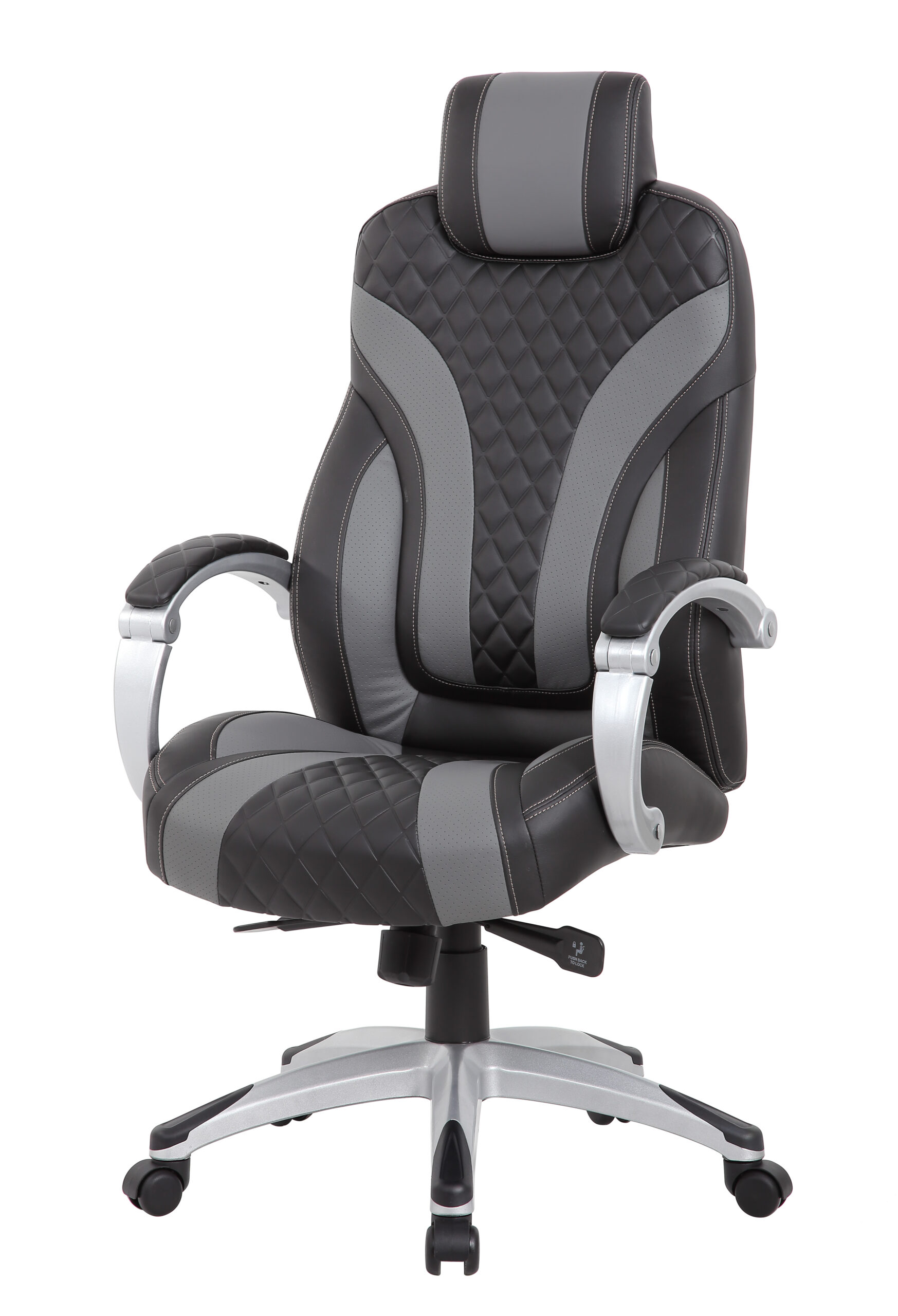 Boss Bentley Hinged Arm Executive Chair With Synchro-Tilt, Black/Grey - Image 3