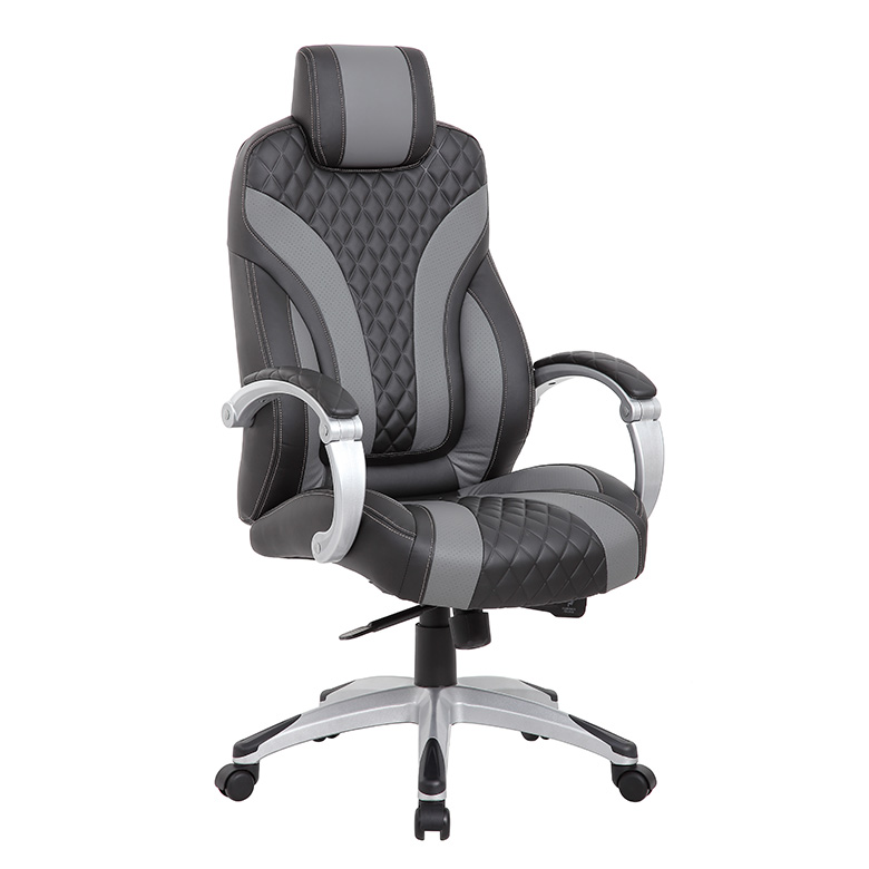 Boss Bentley Hinged Arm Executive Chair With Synchro-Tilt, Black/Grey