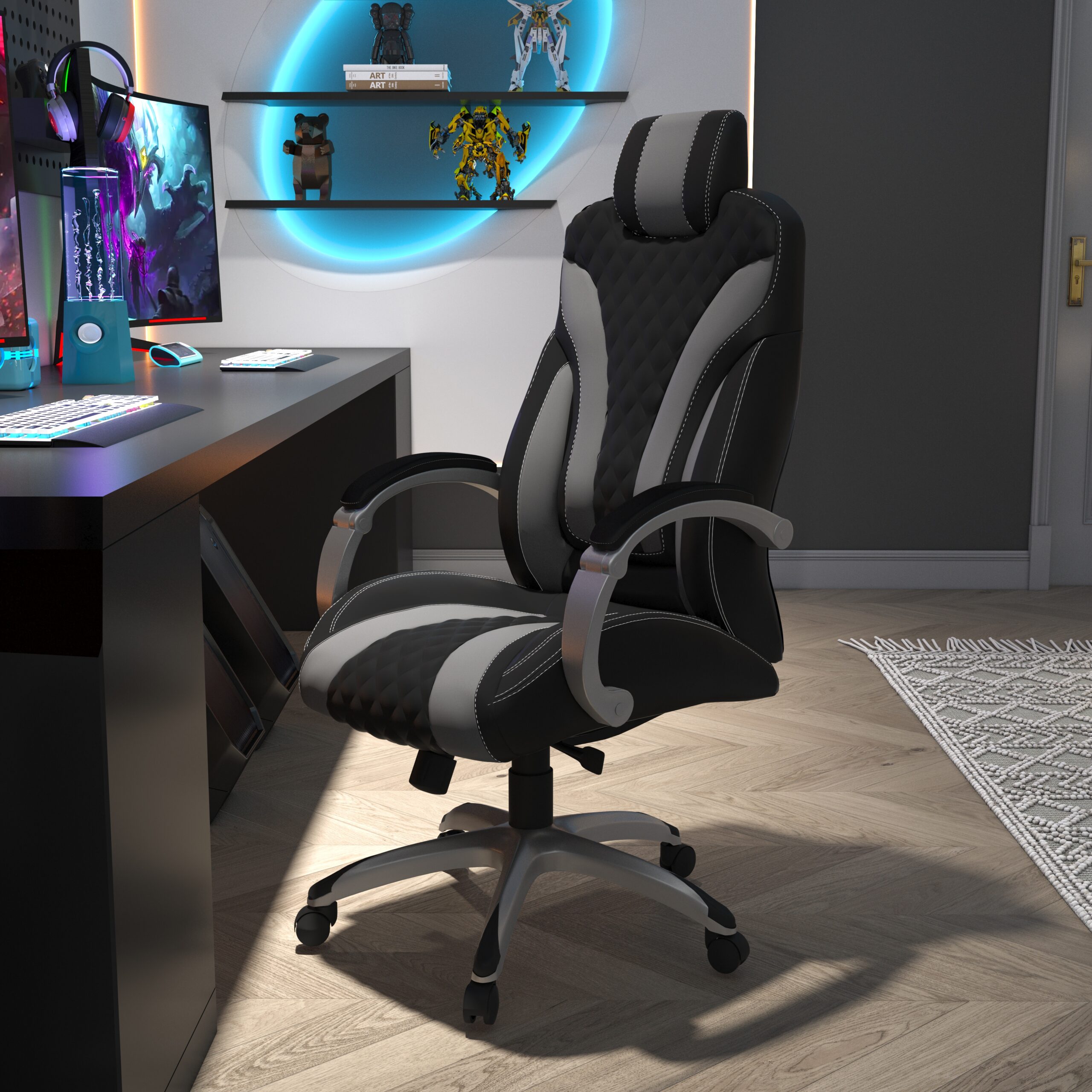 Boss Bentley Hinged Arm Executive Chair With Synchro-Tilt, Black/Grey - Image 11