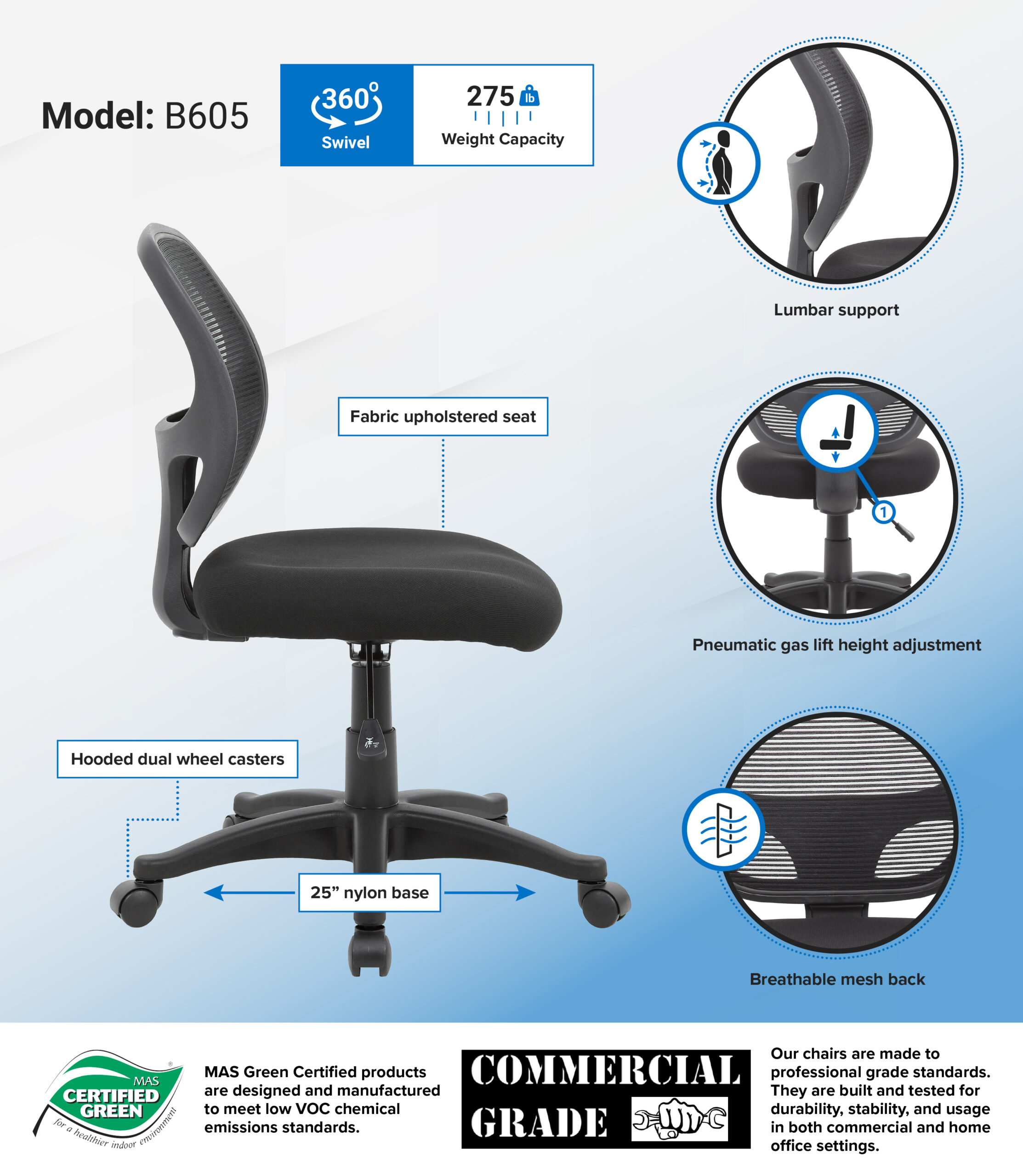 Boss Commercial Grade Mesh Task Chair - Image 2