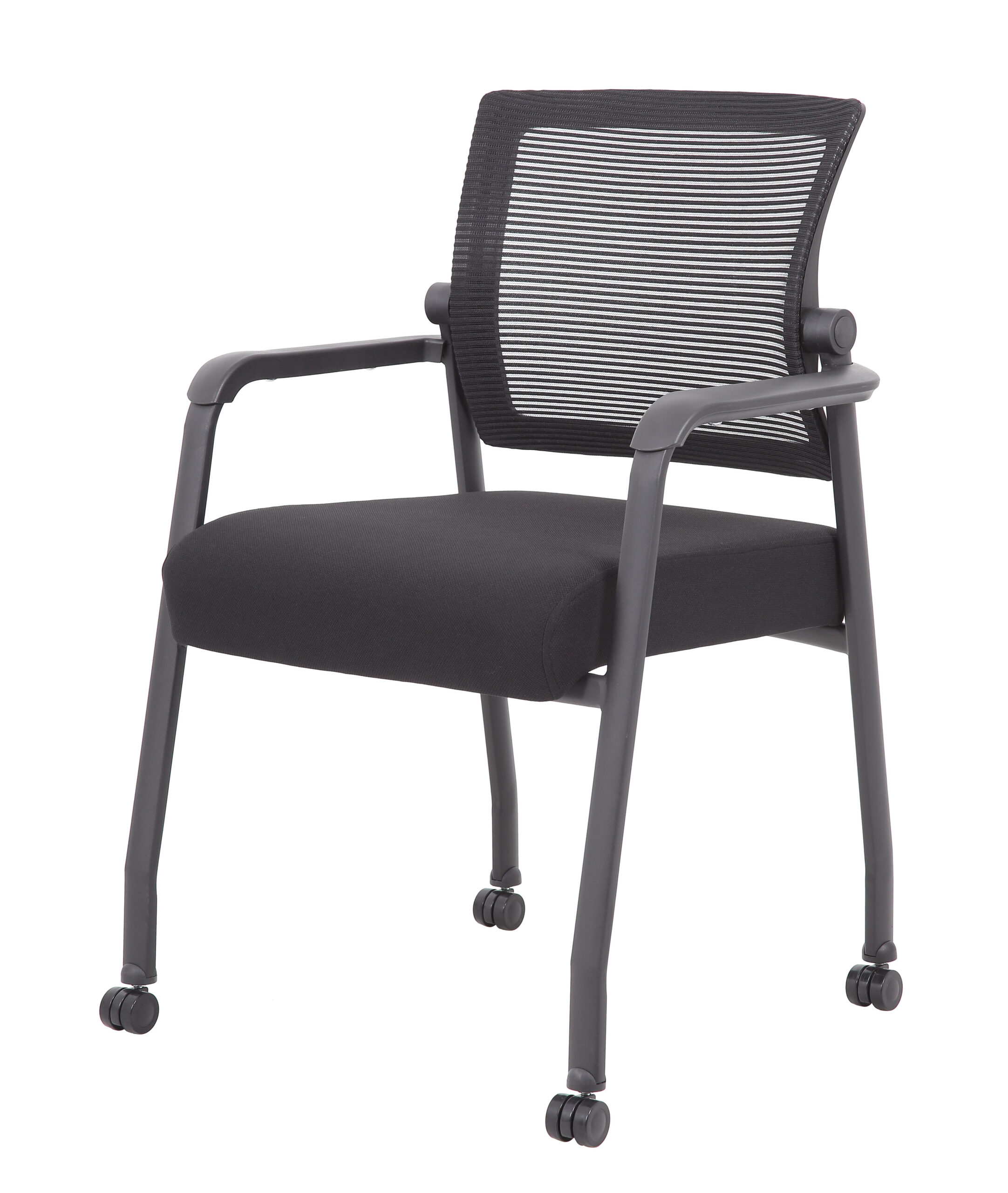 Boss Linear Mesh 4-Legged Guest Chair w/ Casters - Image 4