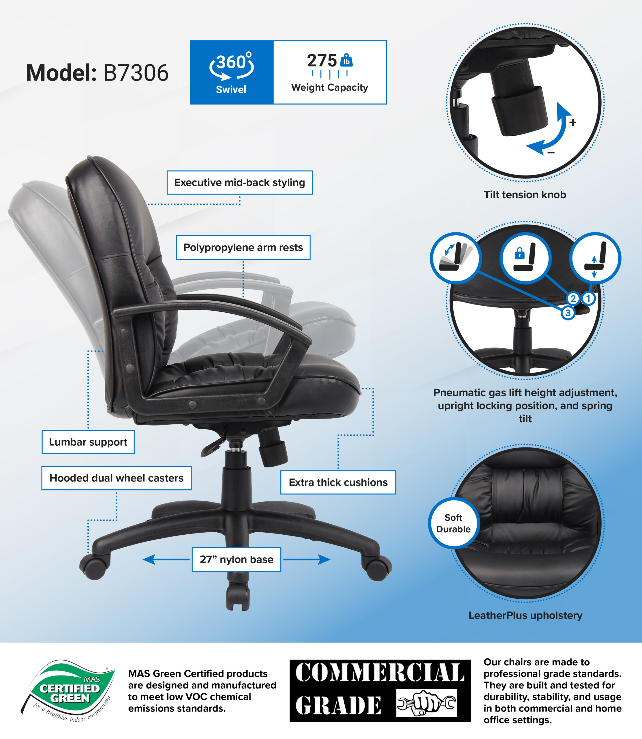 Boss Mid Back LeatherPlus Chair - Image 2