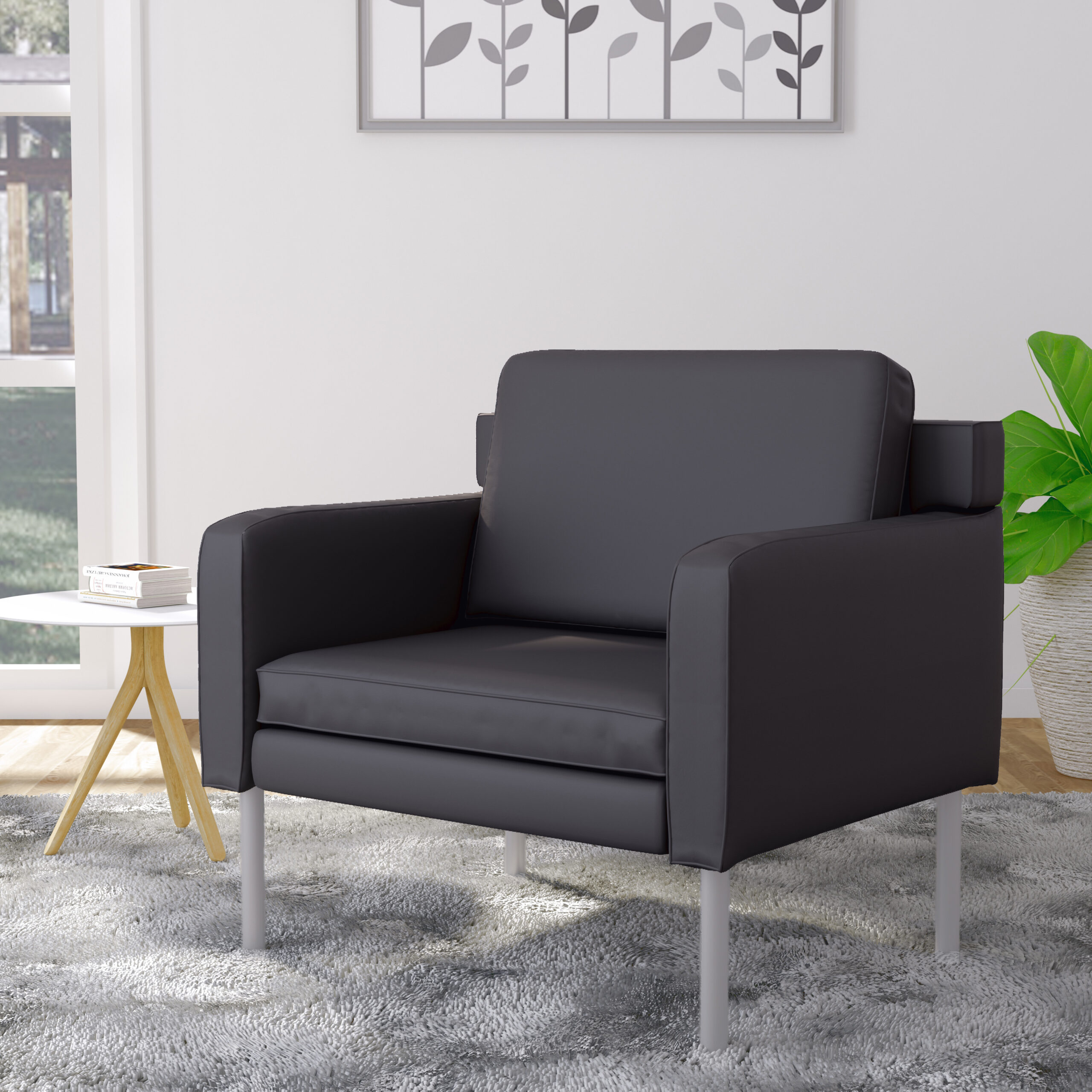 Boss Black Antimicrobial Vinyl Lounge Chair - Image 9