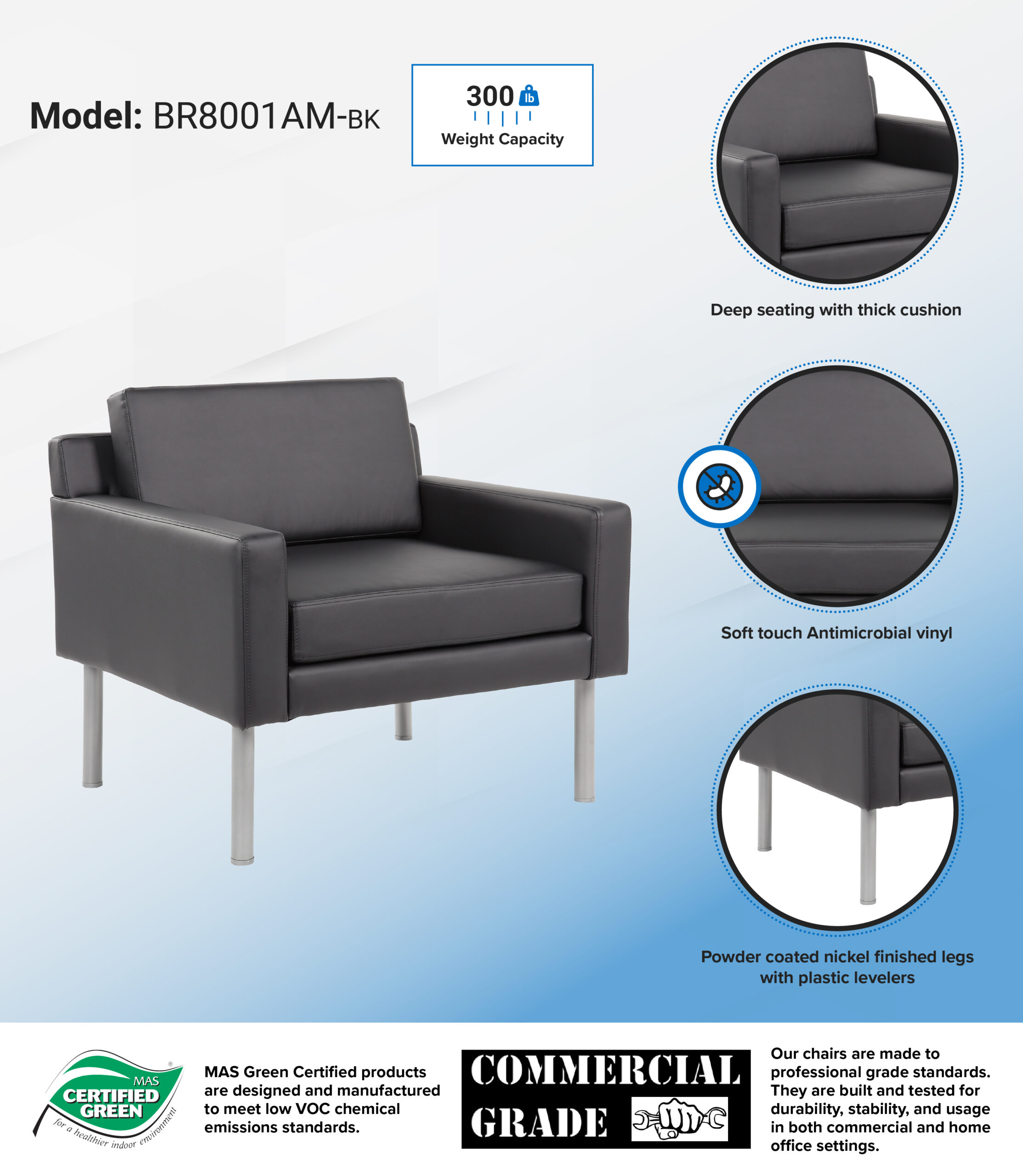 Boss Black Antimicrobial Vinyl Lounge Chair - Image 10