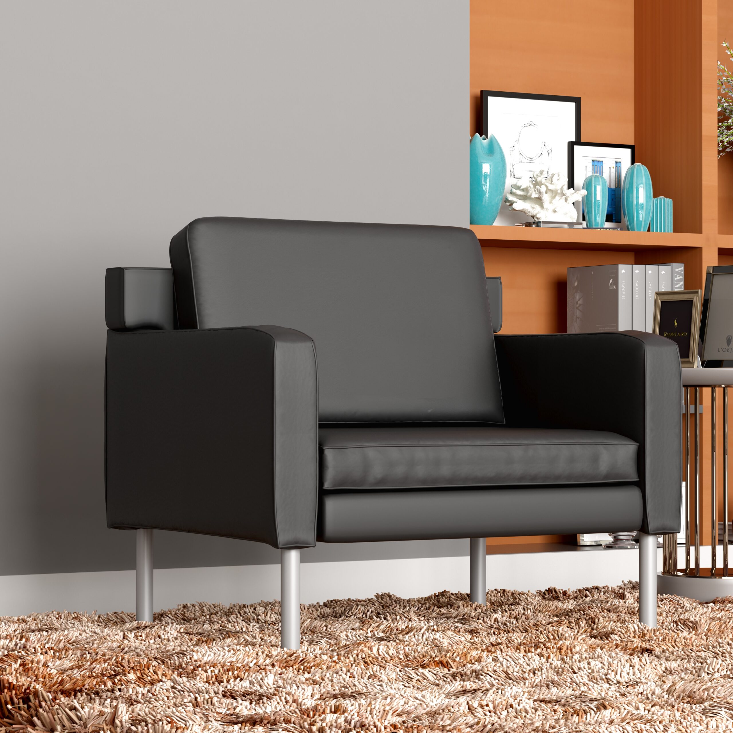 Boss Black Antimicrobial Vinyl Lounge Chair - Image 8