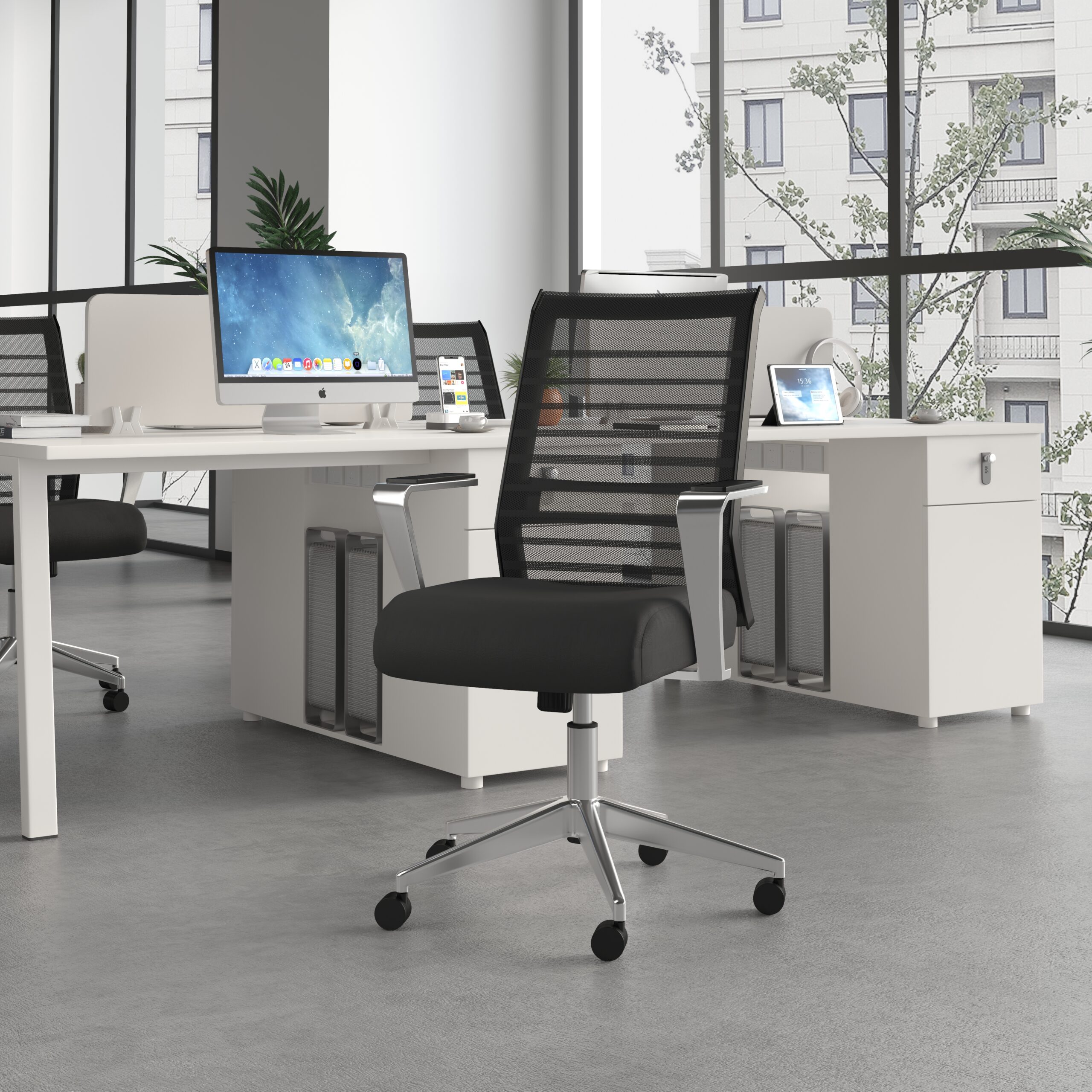 Boss Horizontal Mesh Back Task Chair, Aluminum Arms/Base - Image 9