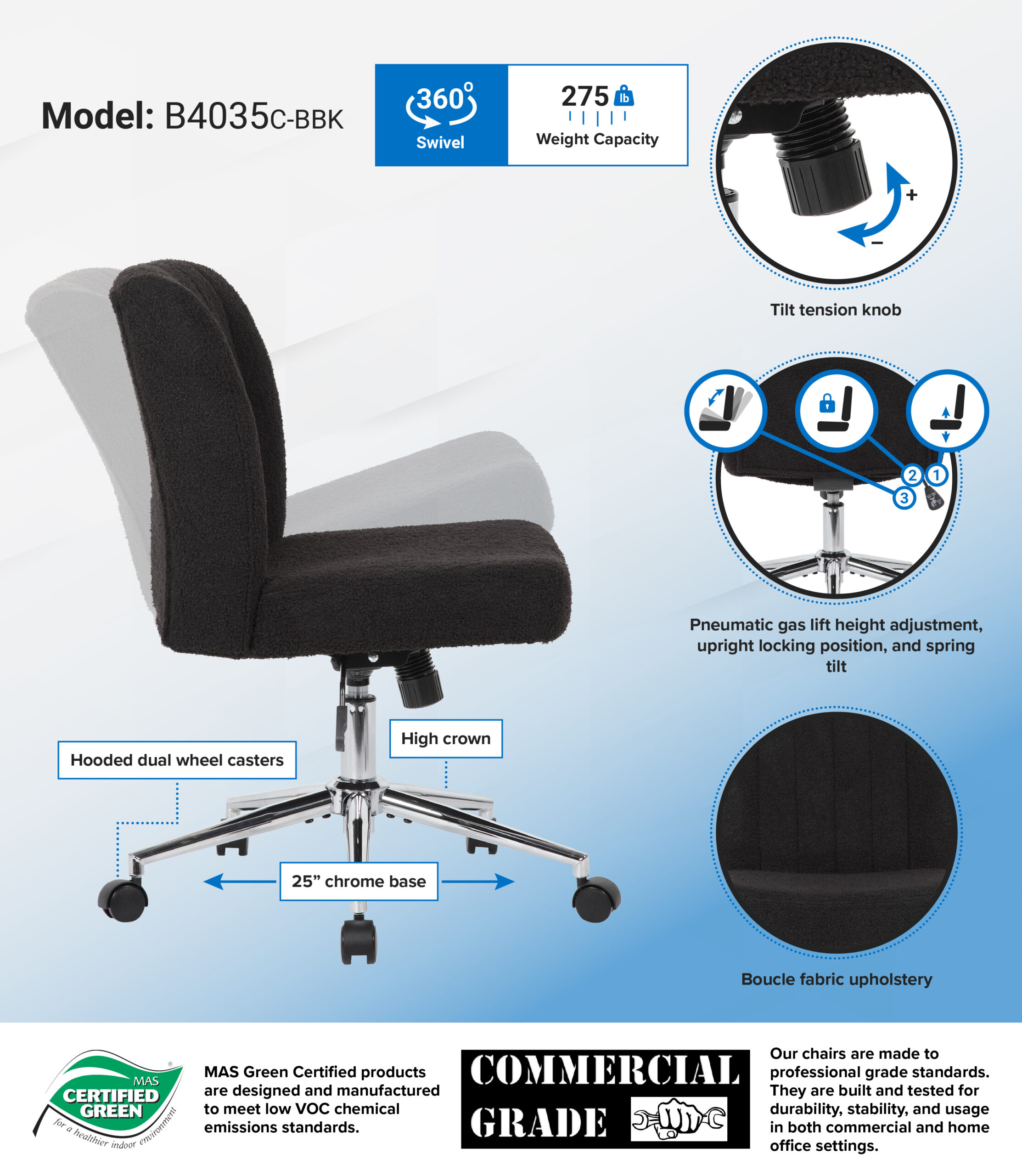 Boss Boucle Task Chair, Black - Image 6