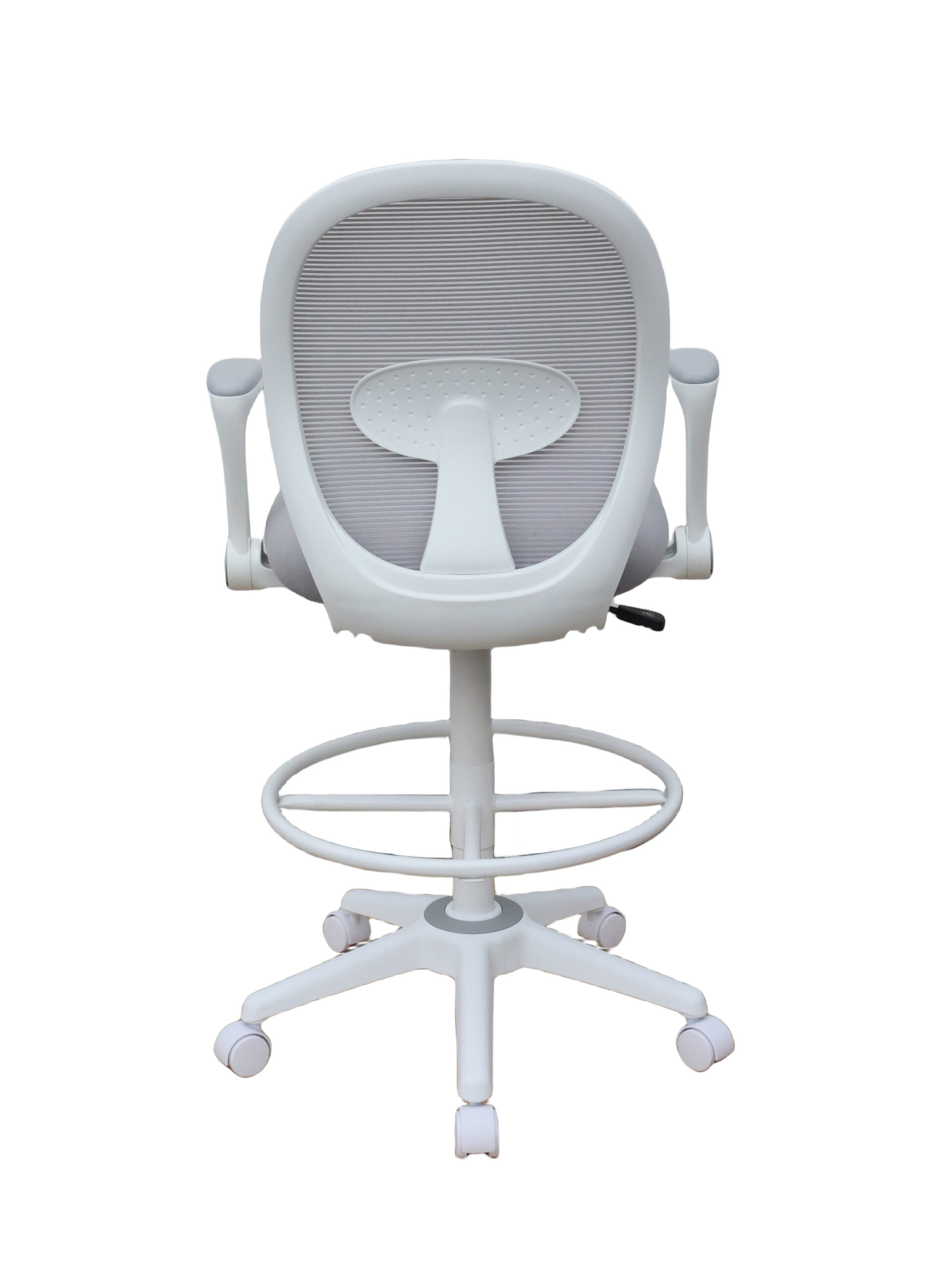 Boss Grey Mesh, Flip Arm, Stool, White Frame - Image 6