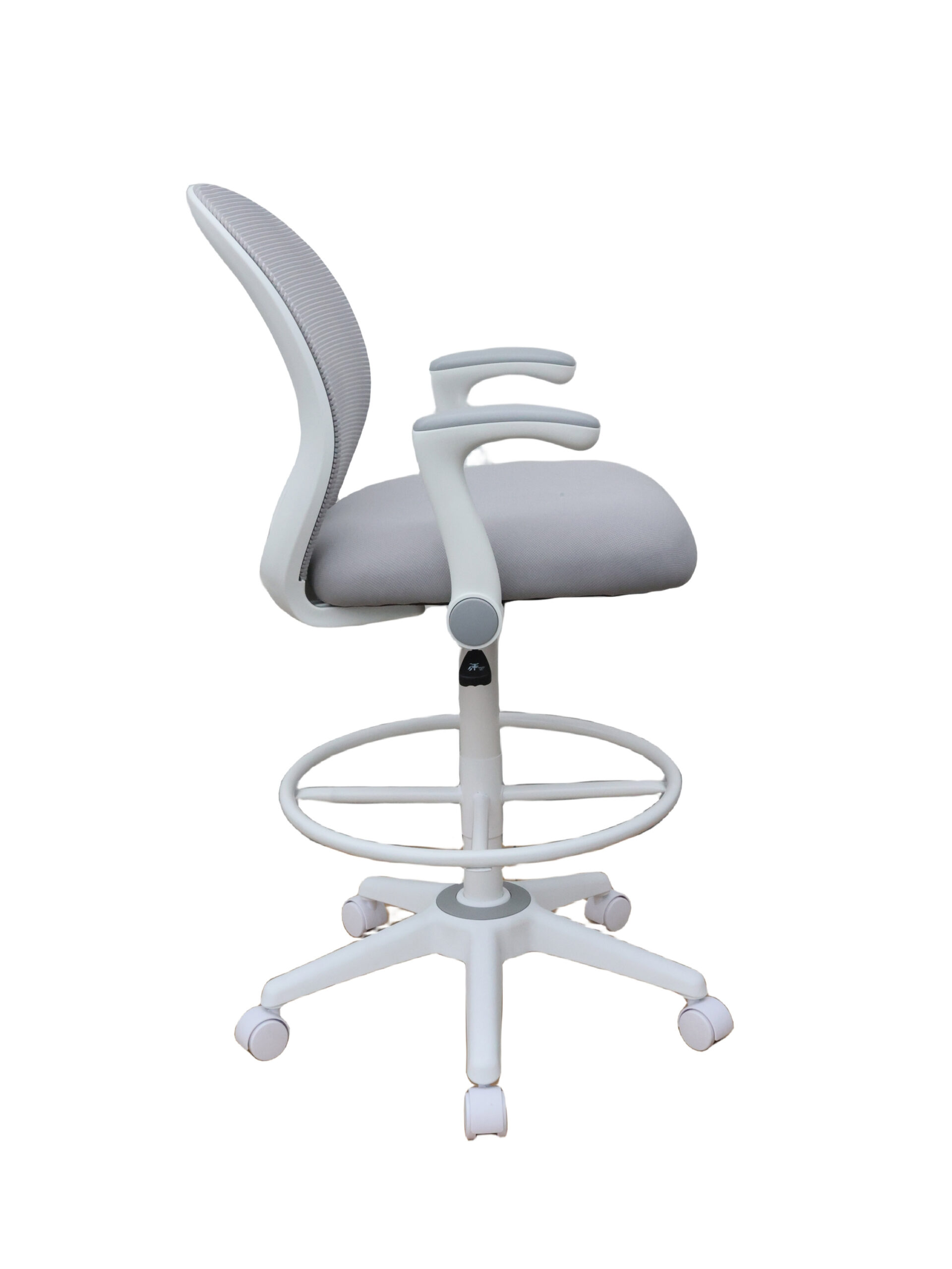 Boss Grey Mesh, Flip Arm, Stool, White Frame - Image 5