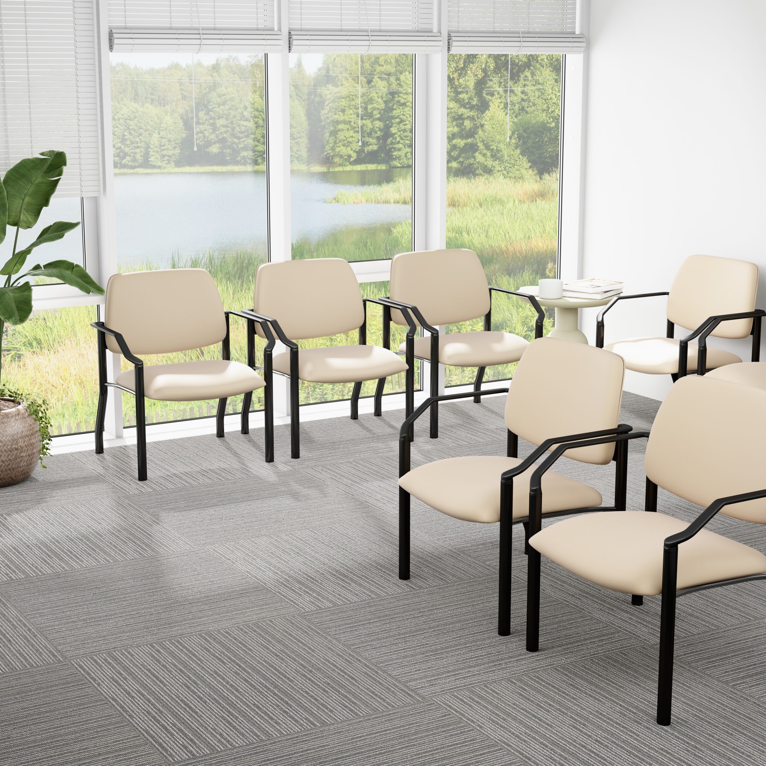 Boss Chair Mid Back Guest Chair, 500 lb capacity, Antimicrobial Vinyl, Beige - Image 2