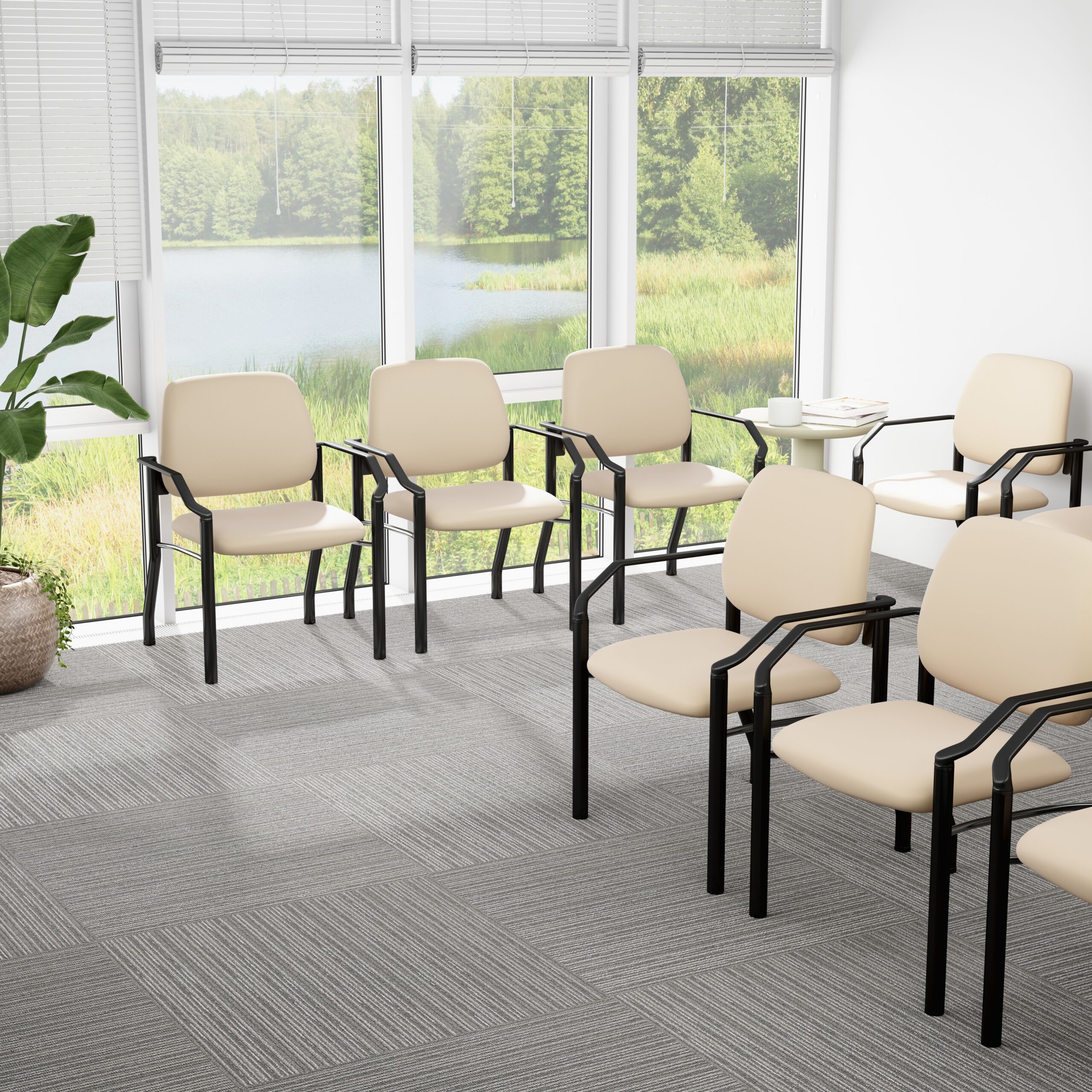 Boss Chair Mid Back Guest Chair, 300 lb capacity, Antimicrobial Vinyl, Beige - Image 3