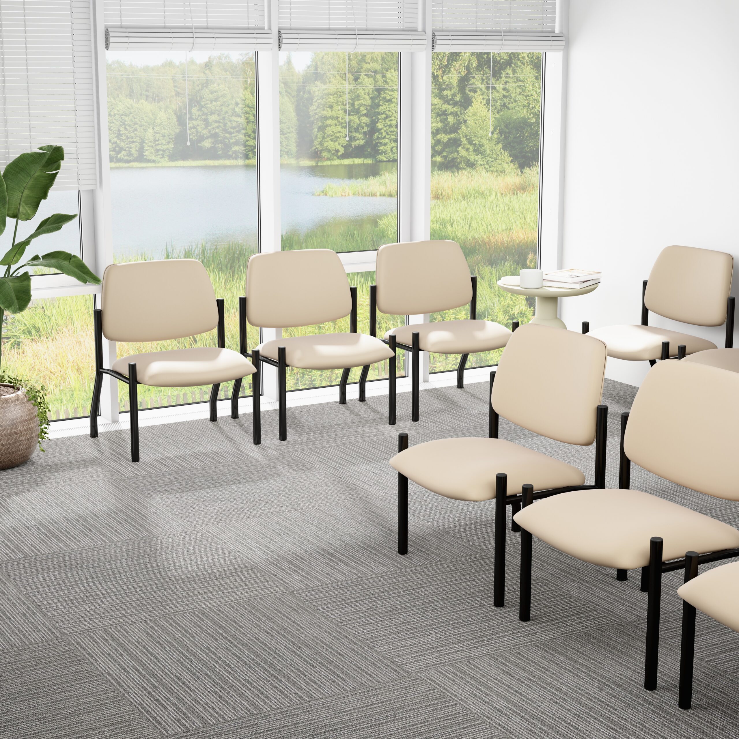 Boss Chair Mid Back Armless Guest Chair, 400 lb capacity, Antimicrobial Vinyl, Beige - Image 7