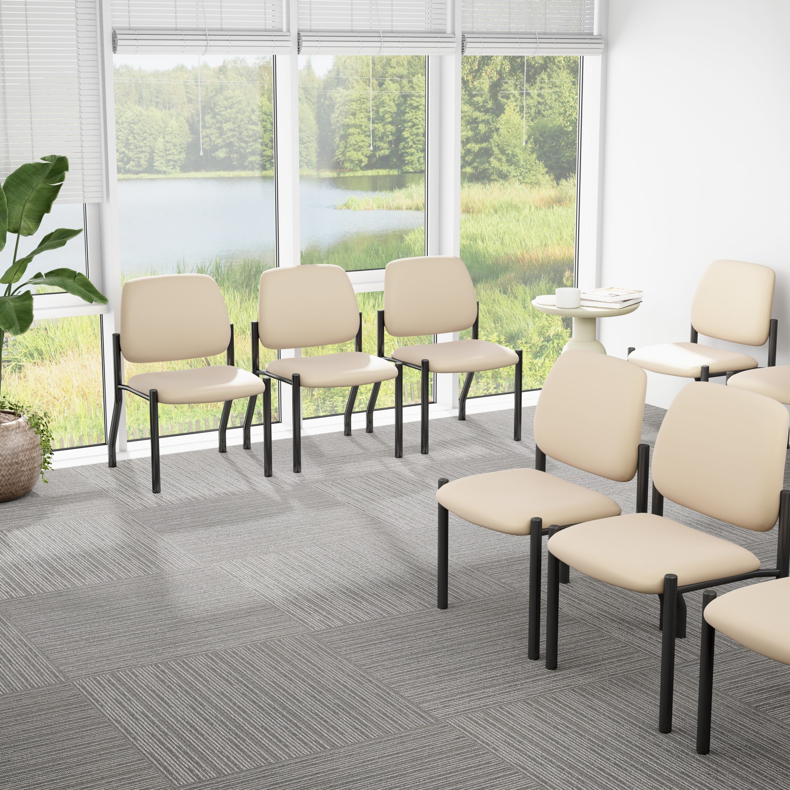 Boss Chair Mid Back Armless Guest Chair, 300 lb capacity, Antimicrobial Vinyl, Beige - Image 3