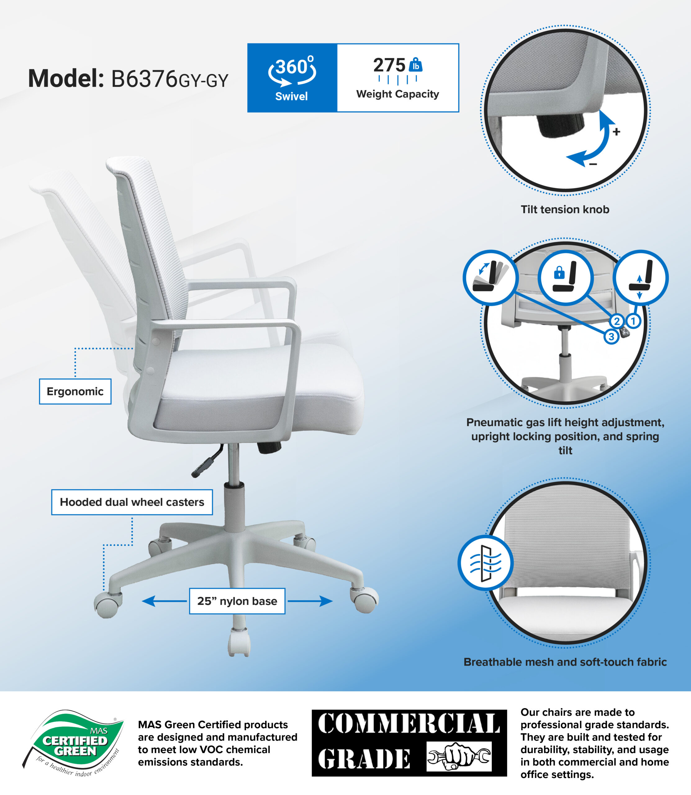 Boss All Grey Mesh Task Chair - Image 8