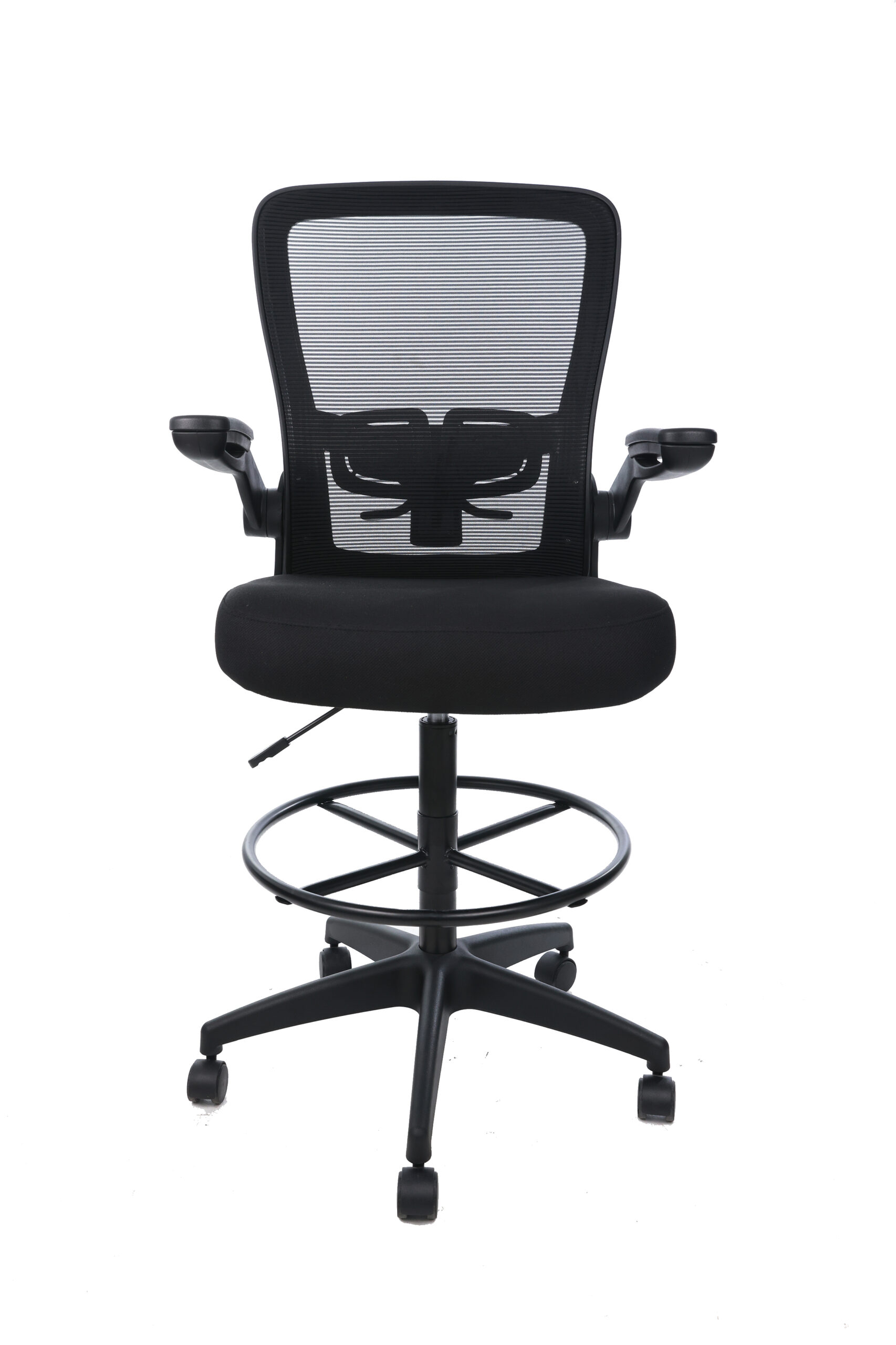Boss Black Mesh, Flip Arm, Stool, Black Frame - Image 4