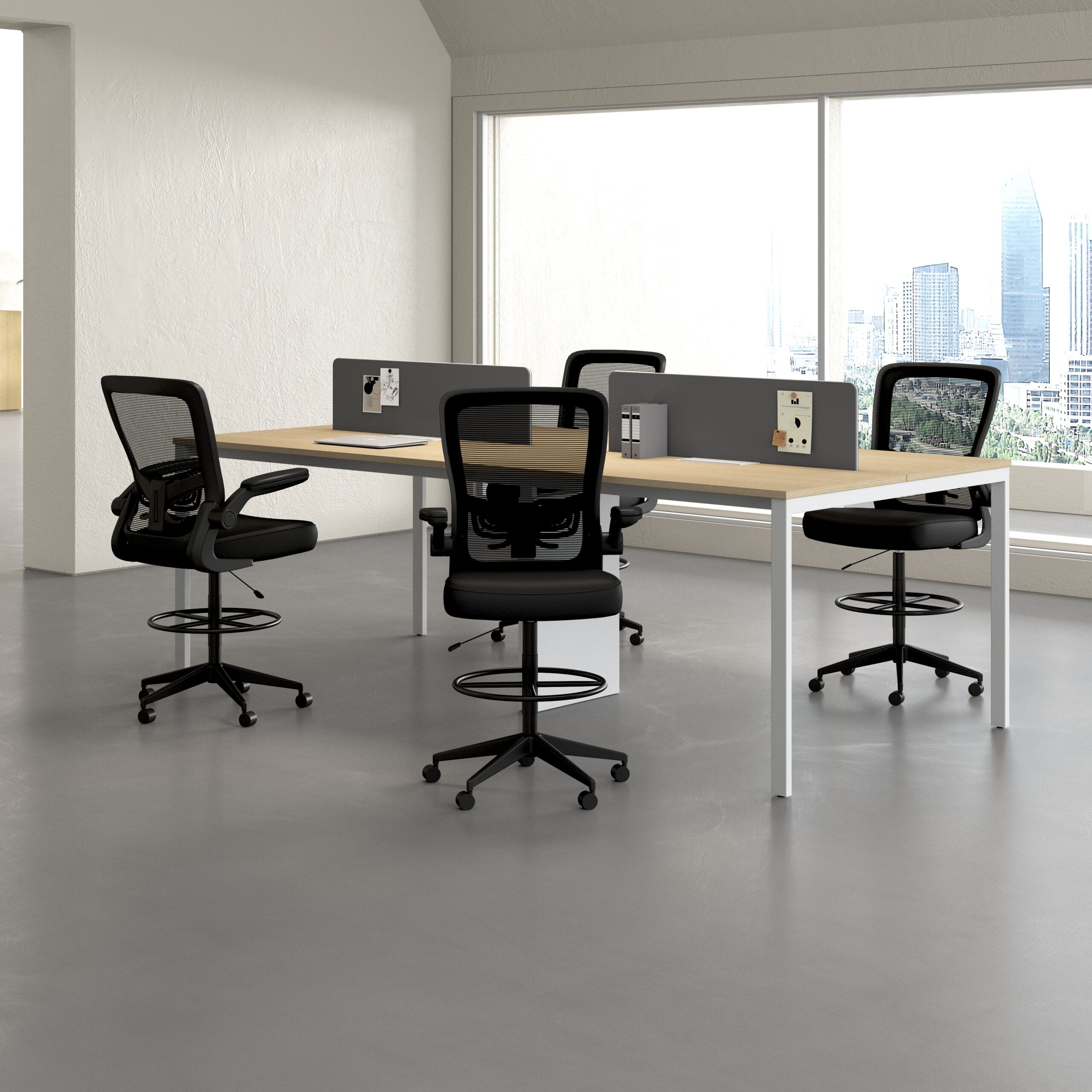Boss Black Mesh, Flip Arm, Stool, Black Frame - Image 9
