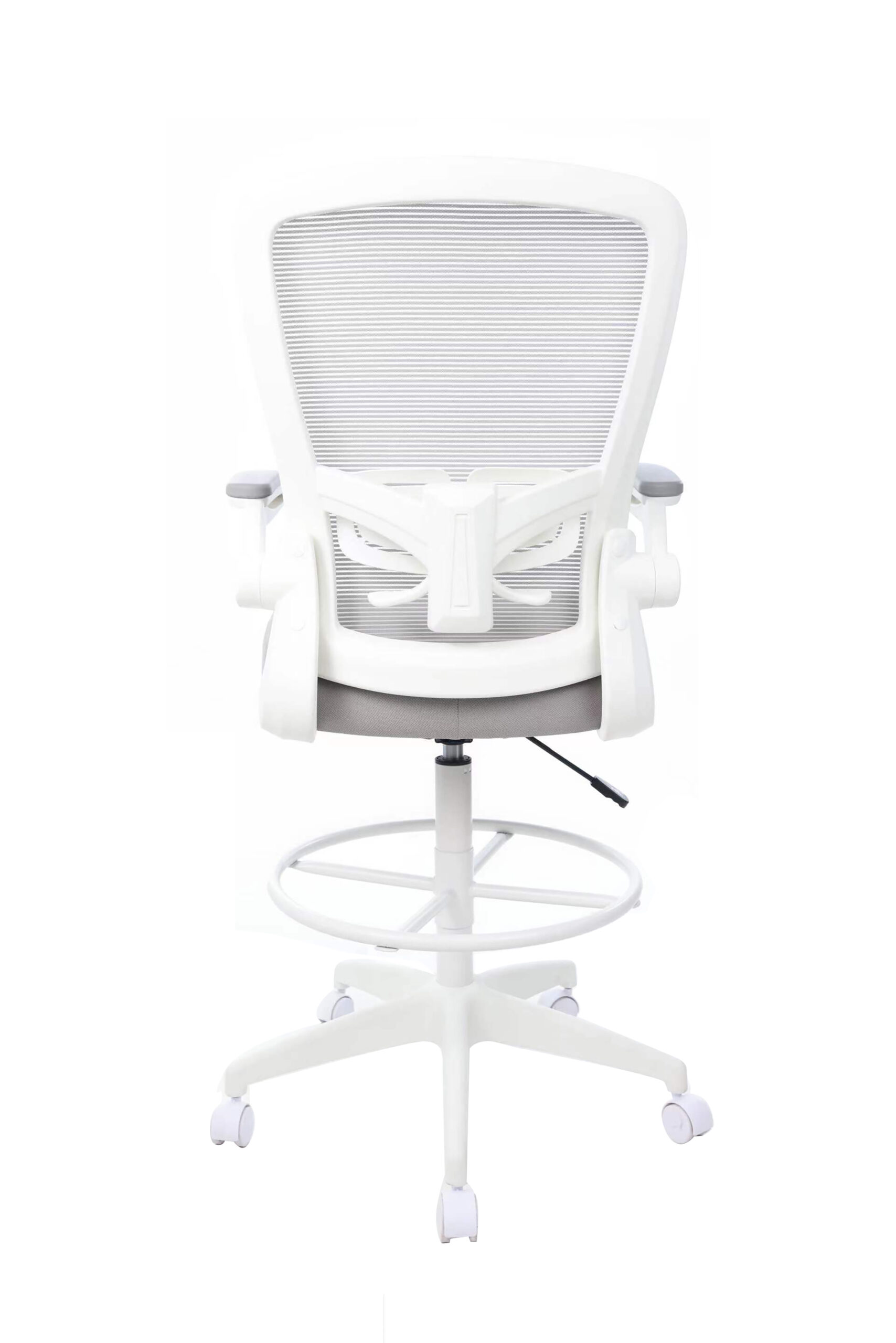 Boss Grey Mesh, Flip Arm, Stool, White Frame - Image 4