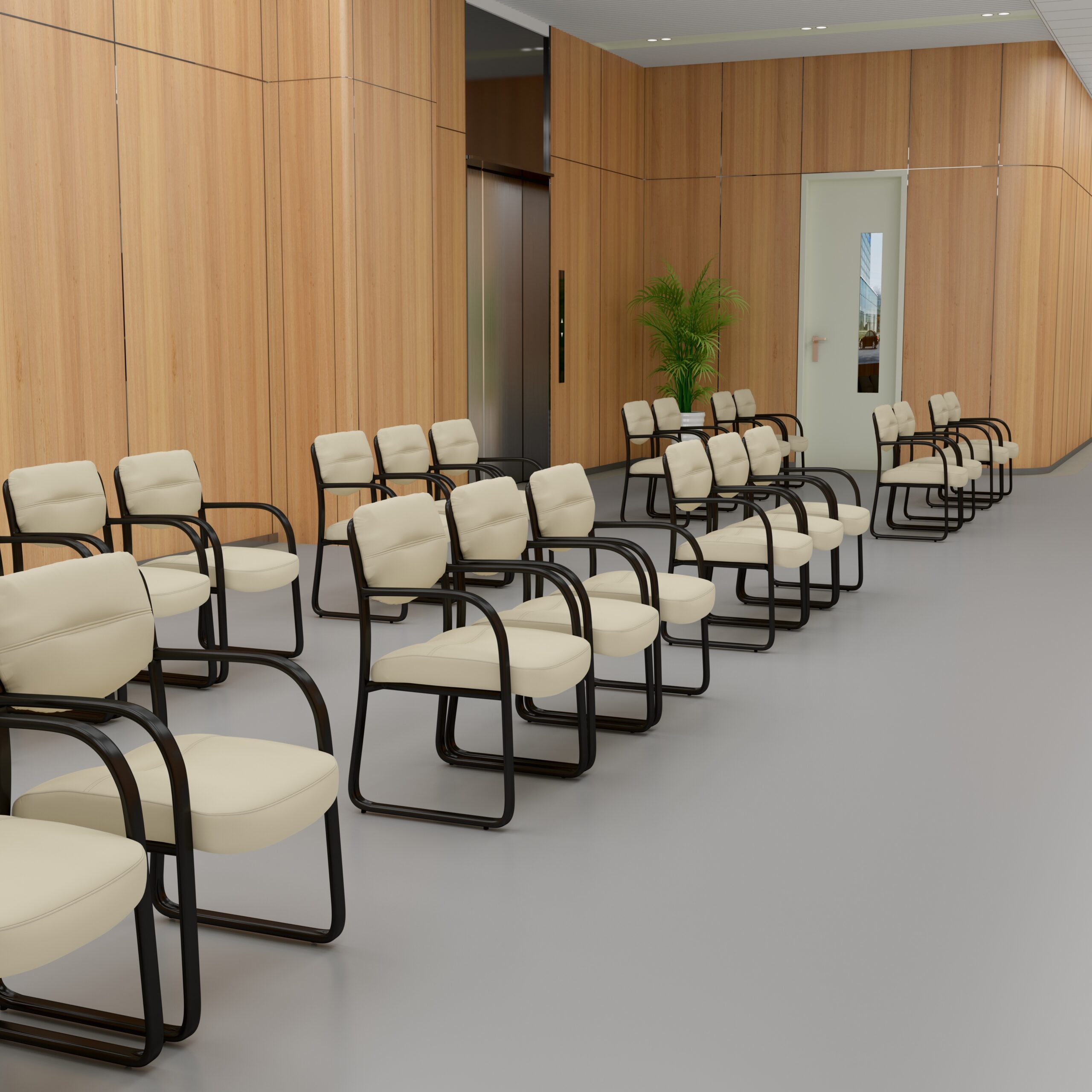 Boss Leather Sled Base Side Chair, Beige - Image 4
