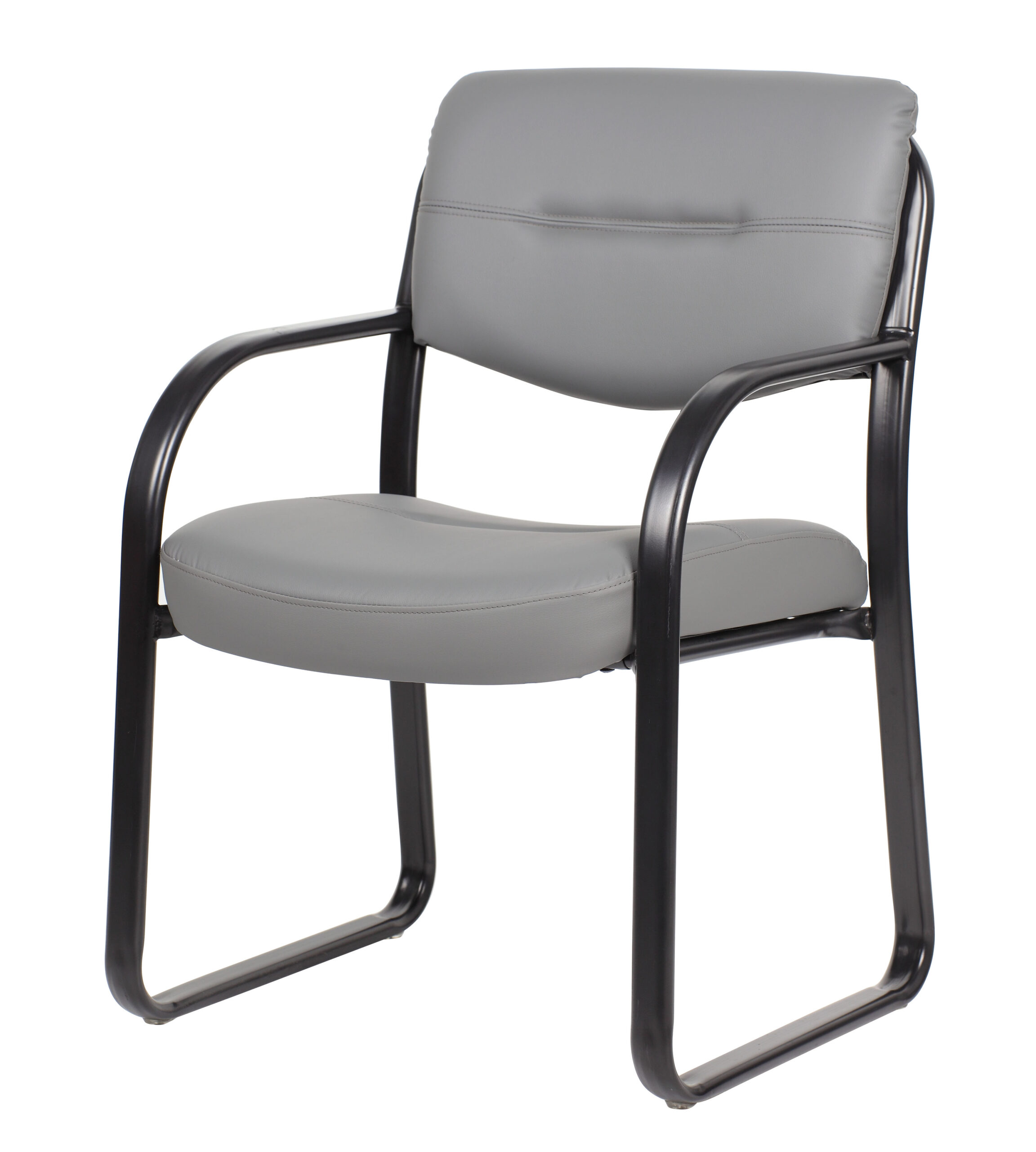 Boss Leather Sled Base Side Chair, Grey - Image 8