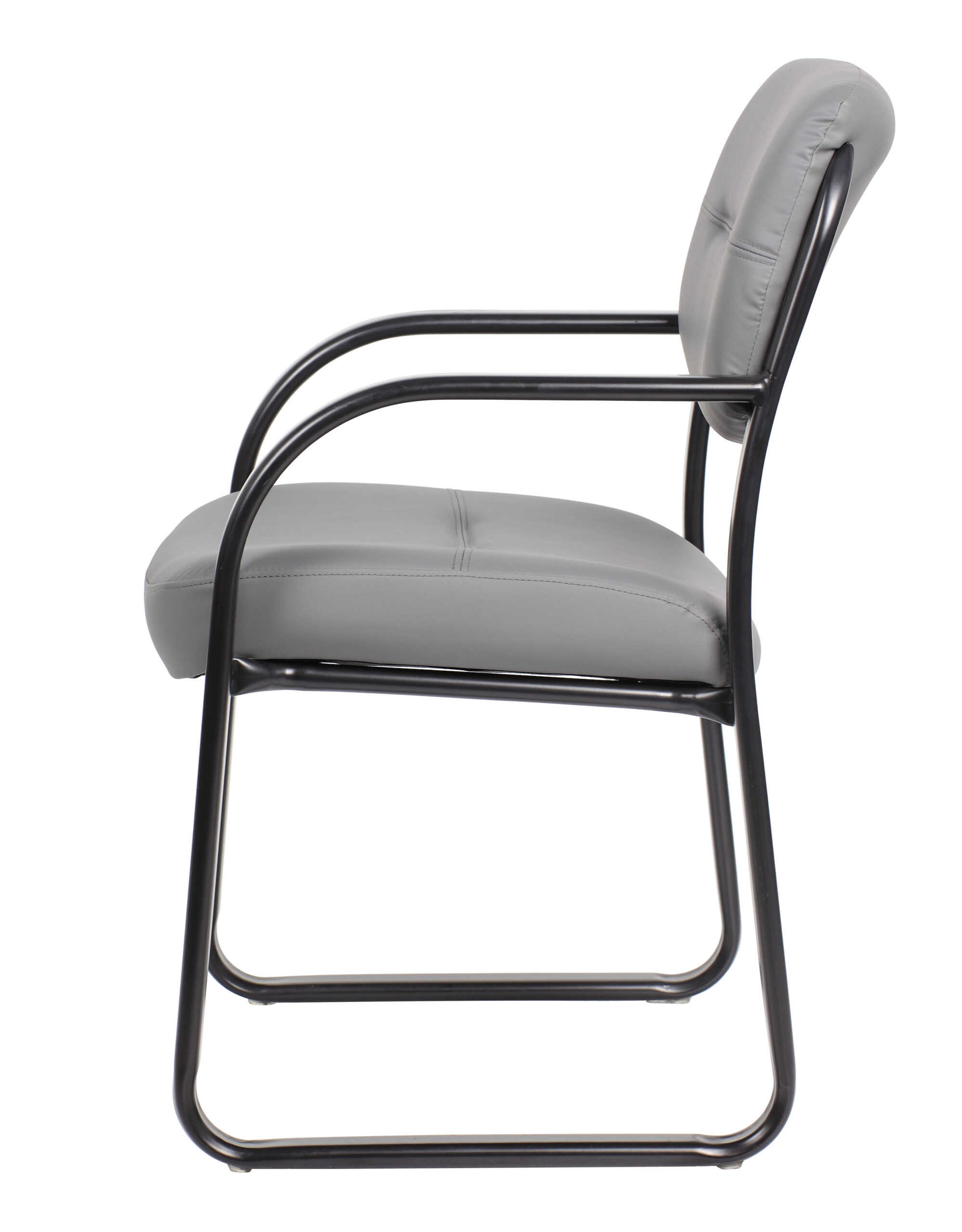 Boss Leather Sled Base Side Chair, Grey - Image 4
