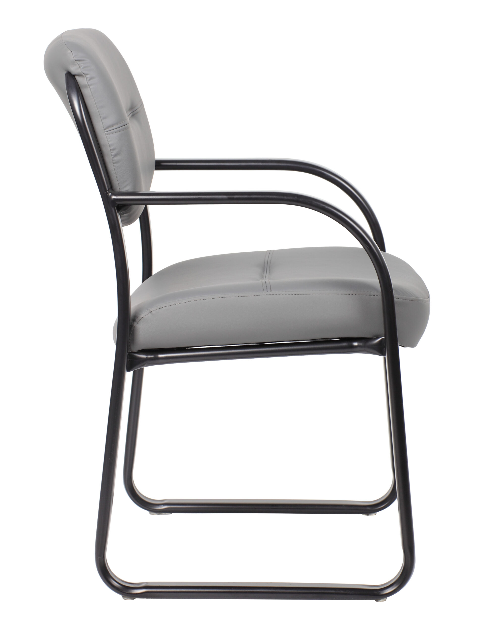 Boss Leather Sled Base Side Chair, Grey - Image 6
