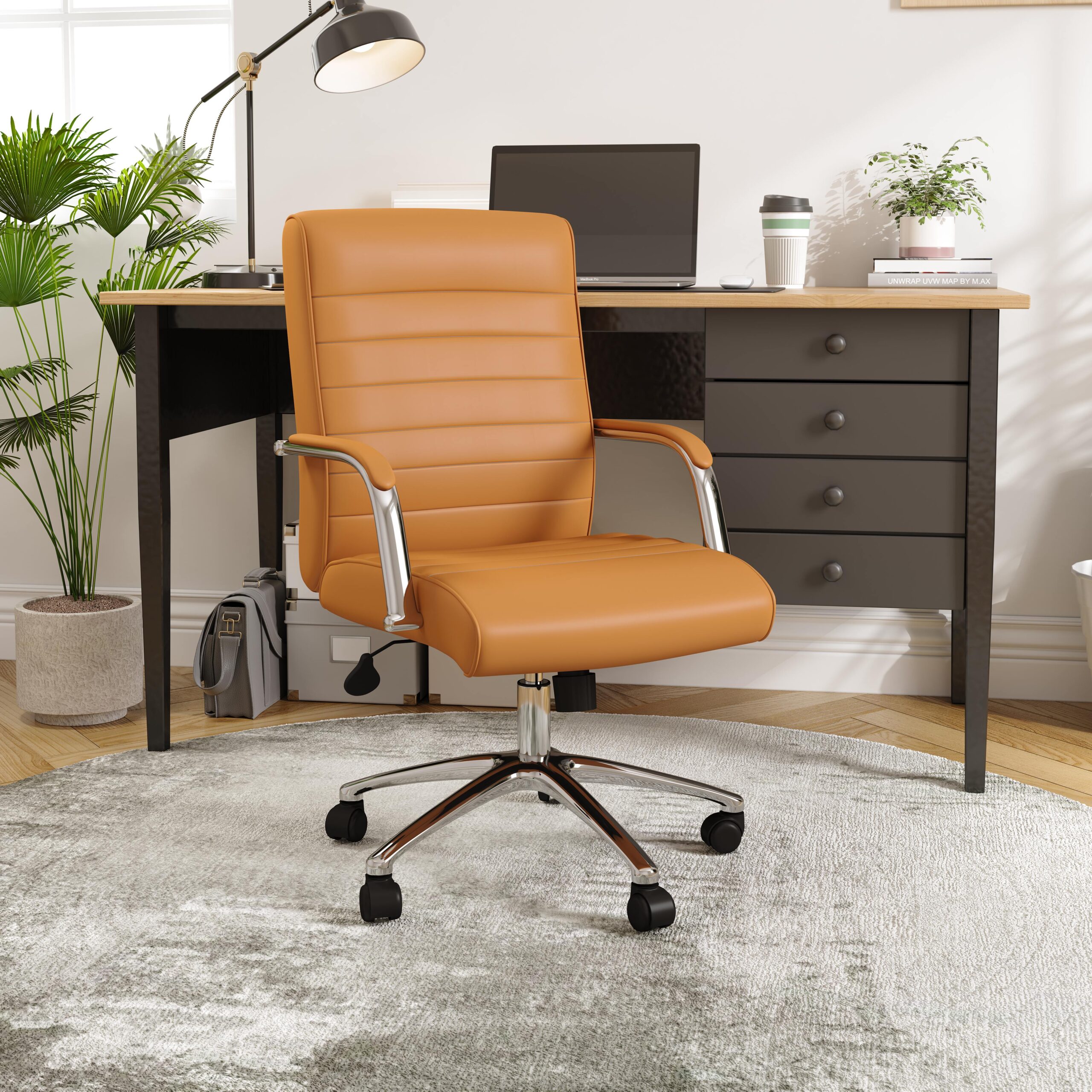 Boss Modern Executive Conference Chair-Ribbed, Caramel - Image 8