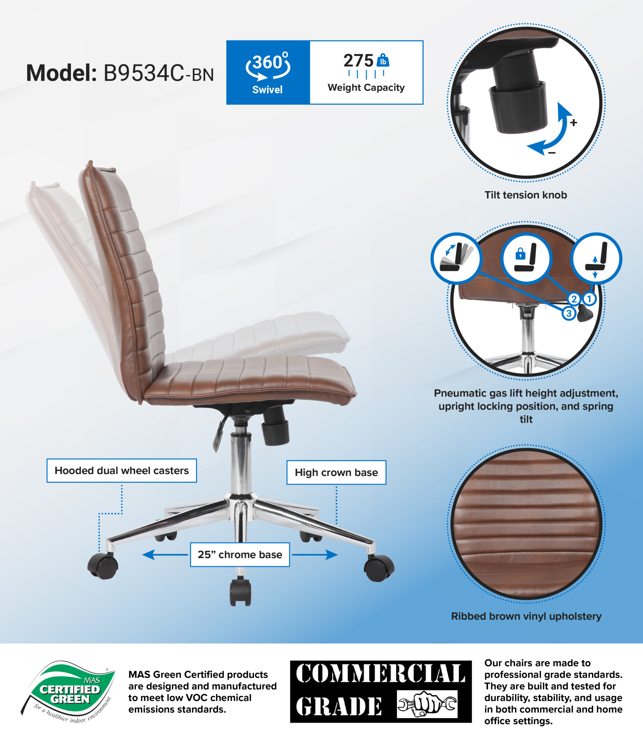 Boss Hospitality Task Chair, Brown - Image 7