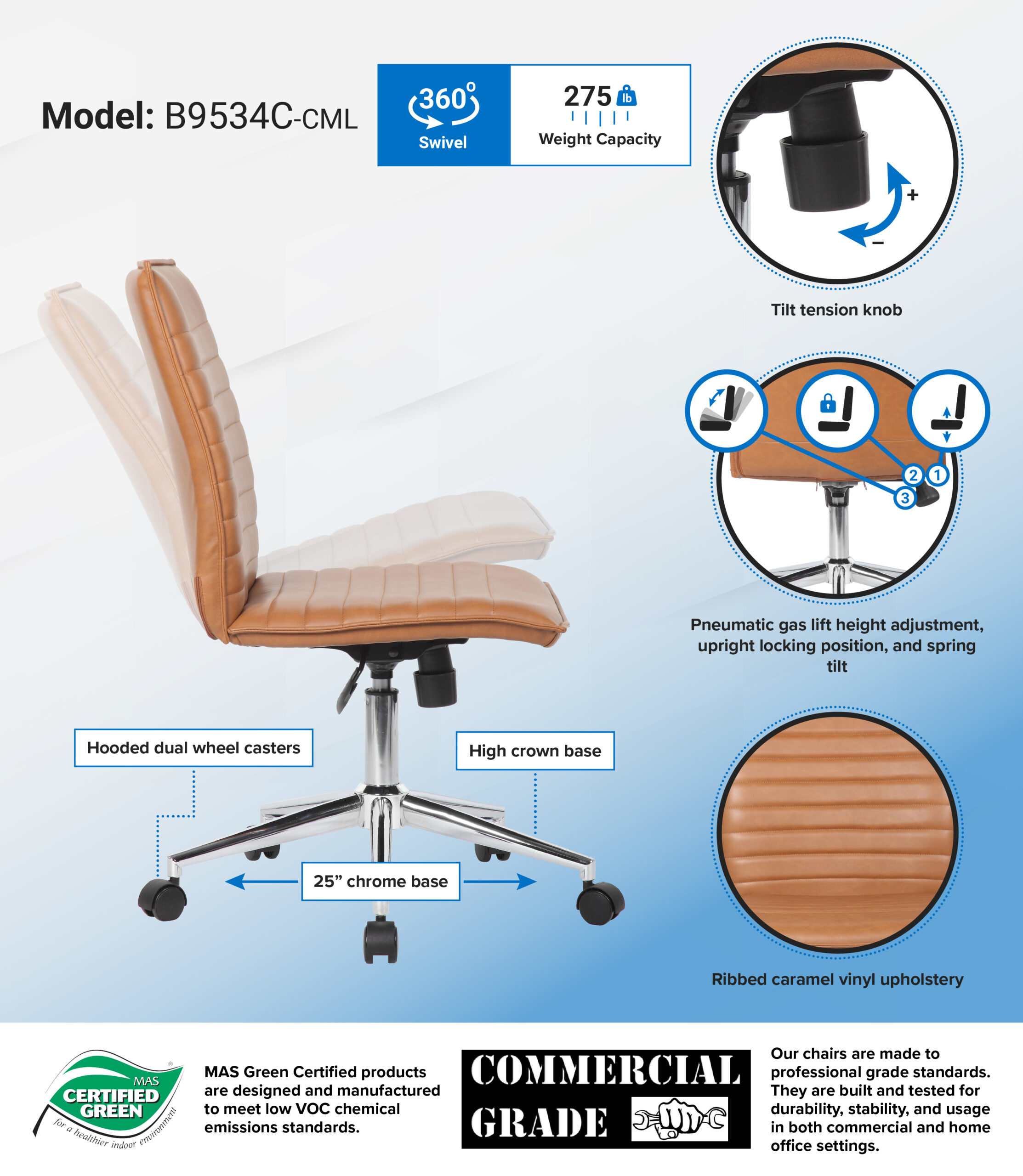 Boss Hospitality Task Chair, Caramel - Image 7