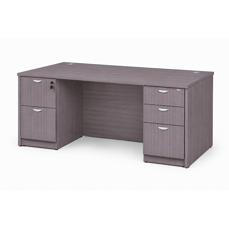 Boss 66" x 30" Desk w/ Box/Box/File Pedestal and File/File Pedestal, Driftwood