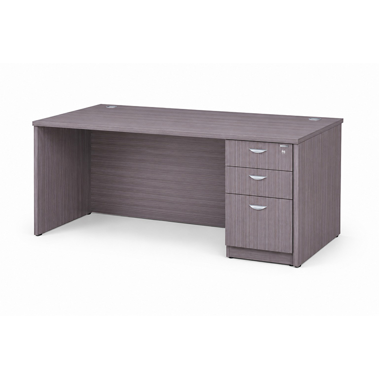 Boss 60" x 30" Desk w/ Box/Box/File Pedestal, Driftwood