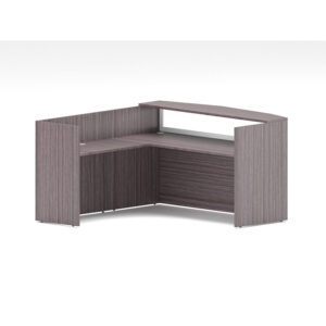 Boss 71" Frosted Reception Desk with Reversible Return, Driftwood