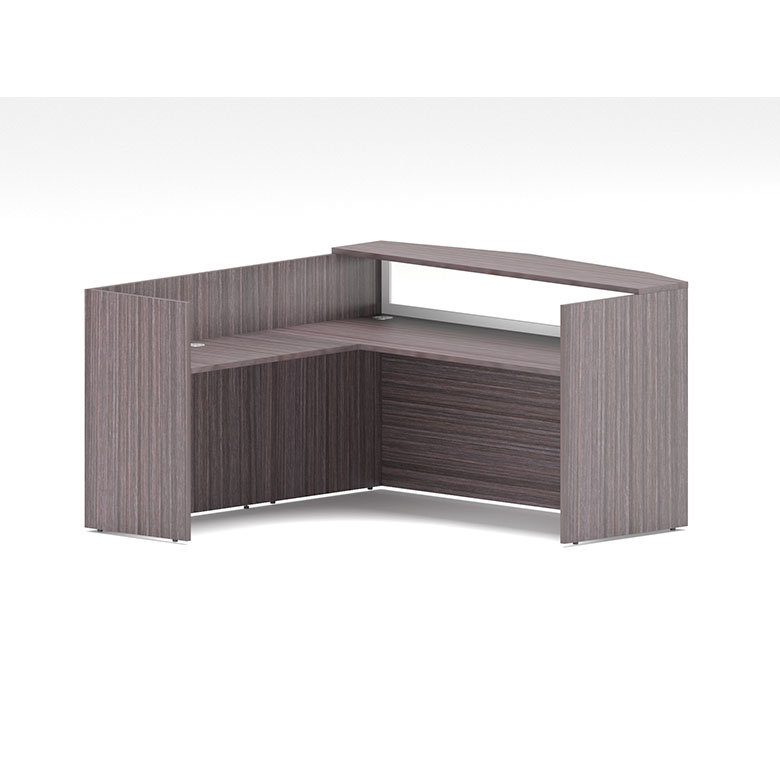 Boss 71" Frosted Reception Desk with Reversible Return, Driftwood